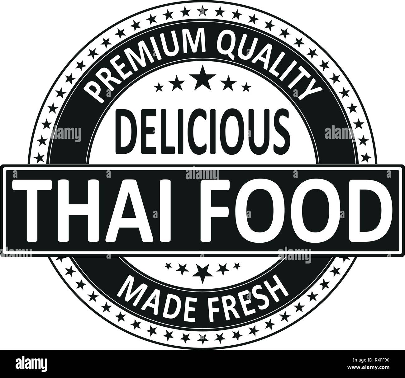 Qualité premium noir une délicieuse cuisine thaïlandaise fait isolé de tampon en caoutchouc carré frais tag Illustration de Vecteur