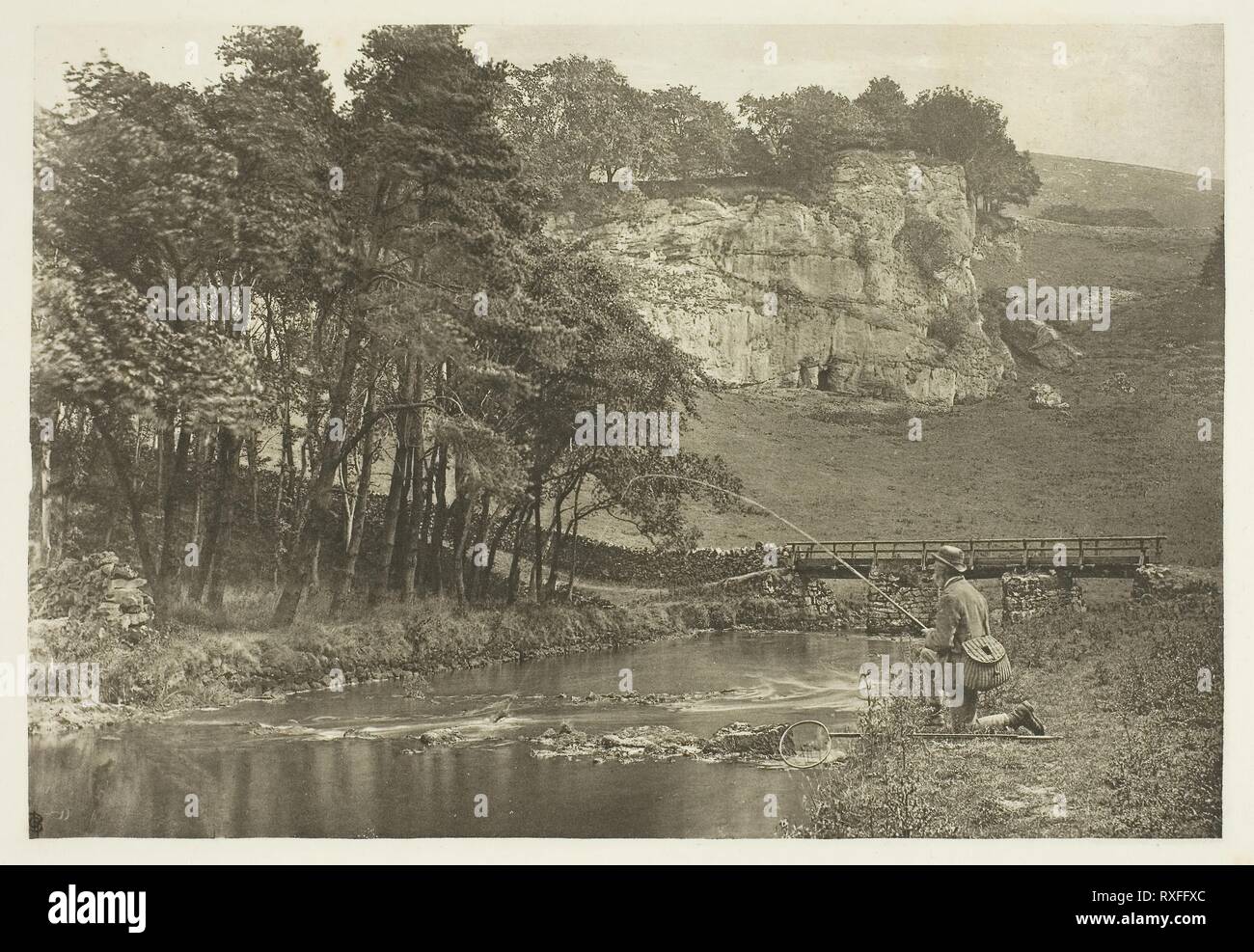 Wolfscote Rock Bridge et Franklyn, Beresford Dale. Peter Henry Emerson ; anglais, né à Cuba, 1856-1936. Date : 1880-1888. Dimensions : 13,9 × 20,2 cm (image) ; 16,3 x 22,5 cm (papier) ; 24,7 × 31,7 cm (page d'album). La plaque de photogravure, LIV de l'album 'The Compleat Angler ou la Contemplative Man's World, Volume II" (1888), edition 109/250. Origine : Angleterre. Musée : le Chicago Art Institute. Banque D'Images