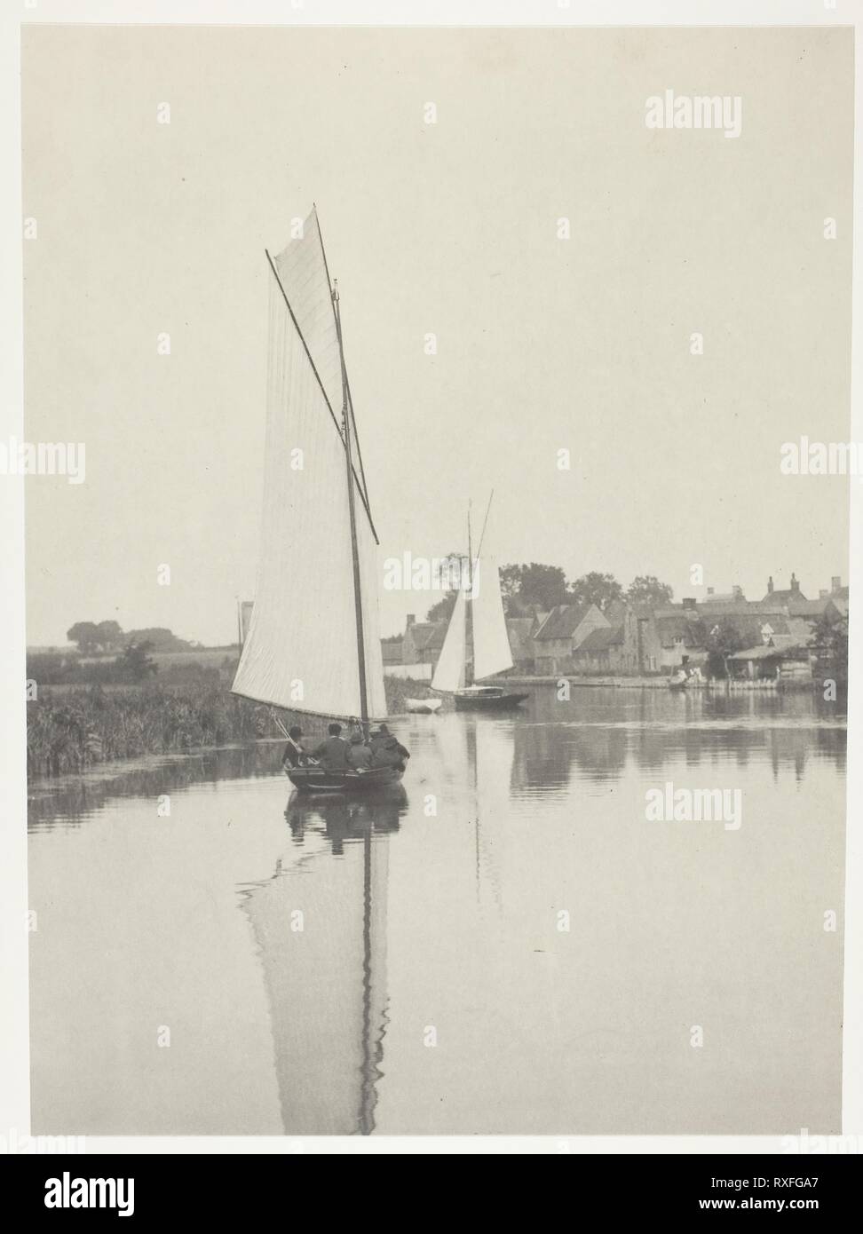 Le Village de Horning. Peter Henry Emerson ; anglais, né à Cuba, 1856-1936. Date : 1886. Dimensions : 22,1 × 16,8 cm (image/papier) ; 40,7 × 28,5 cm (page d'album). Épreuve au platine, pl. V de l'album 'La vie et paysage sur les Norfolk Broads" (1886), édition de 200. Origine : Angleterre. Musée : le Chicago Art Institute. Banque D'Images