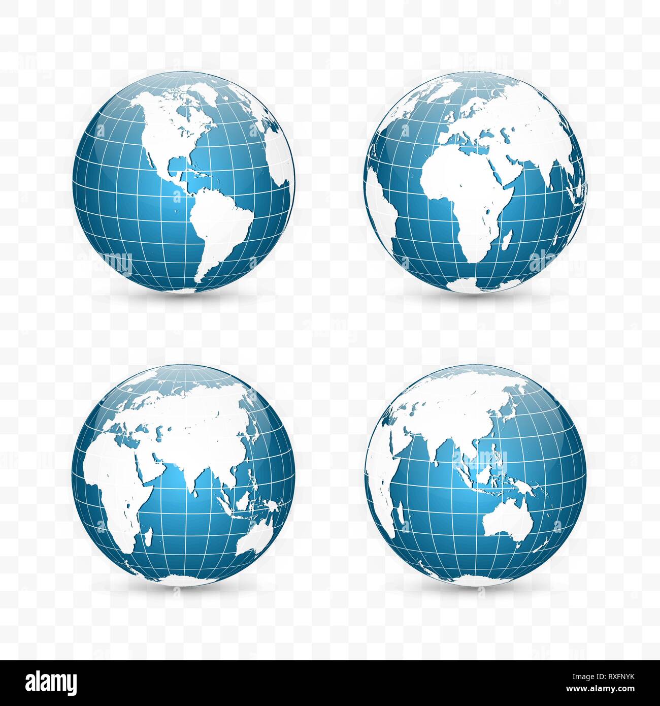 Globe de la terre. Jeu de carte du monde. Planète avec continents. Vector Illustration. Illustration de Vecteur