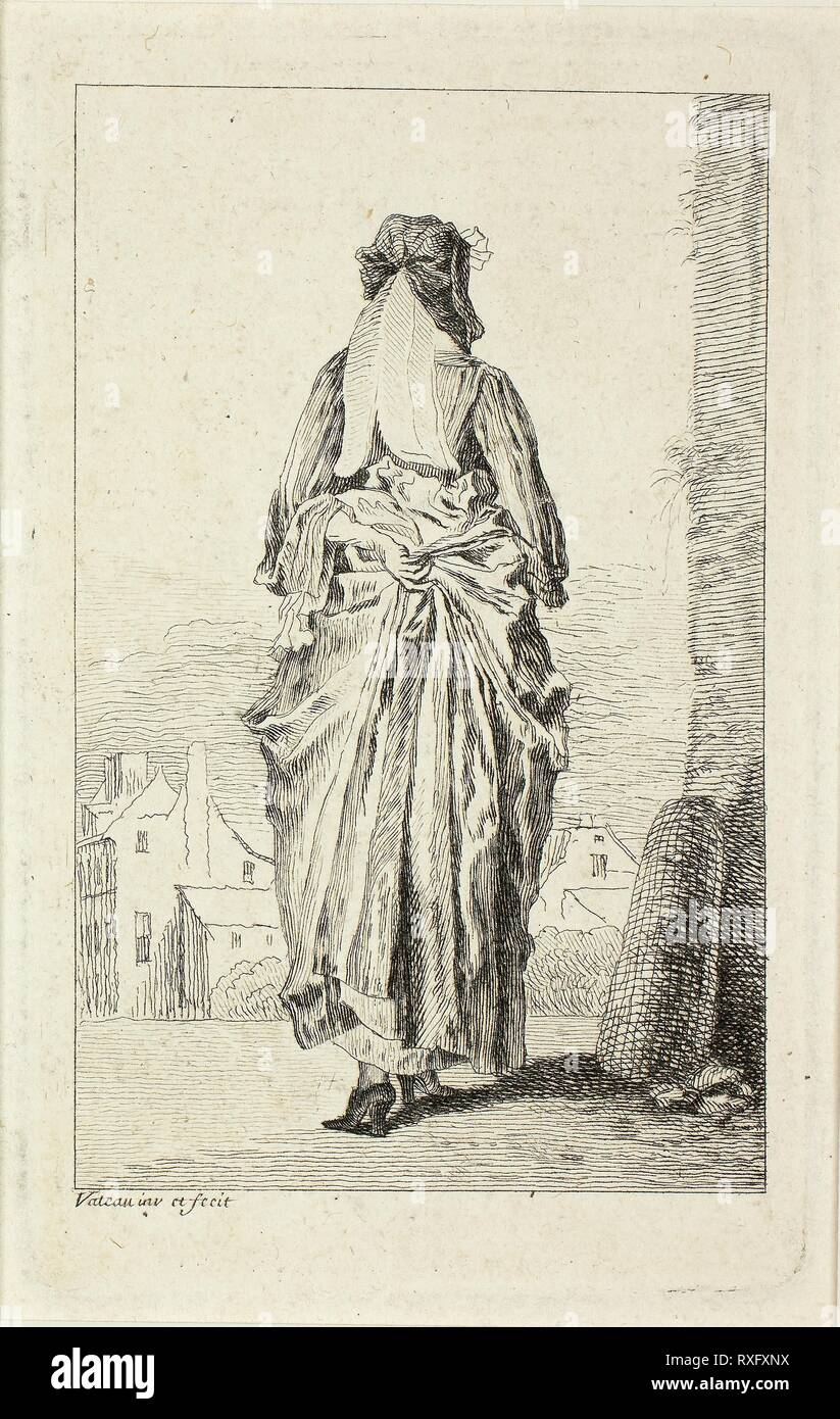 Figures du mode. Jean Antoine Watteau ; français, 1684-1721. Date : 1705-1715. Dimensions : 109 × 69 mm (image) ; 125 × 78 mm (plaque) ; 142 × 95 mm (feuille). Eau-forte en noir sur papier vergé ivoire. Origine : France. Musée : le Chicago Art Institute. Banque D'Images