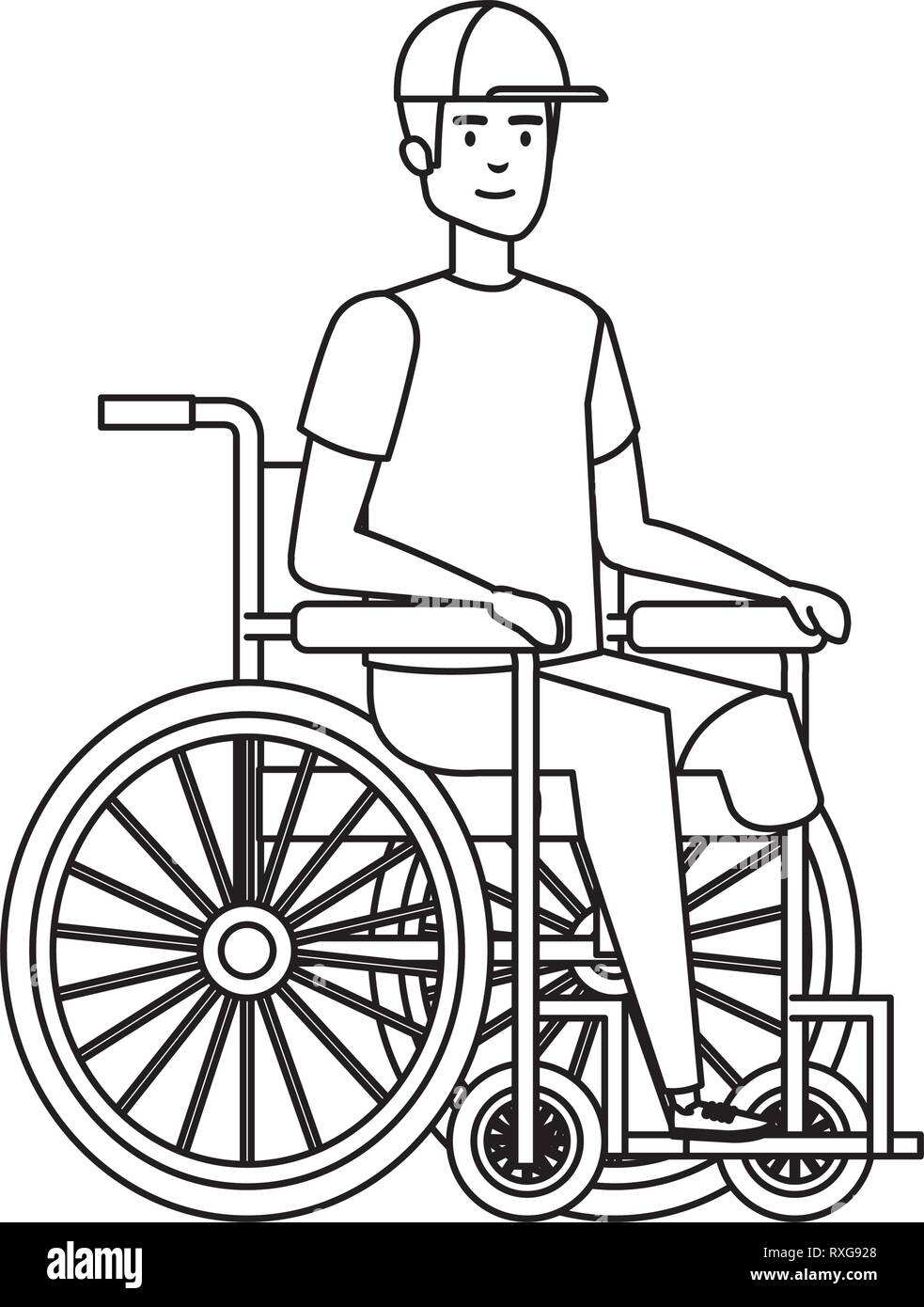 Jeune homme en fauteuil roulant Image Vectorielle Stock - Alamy