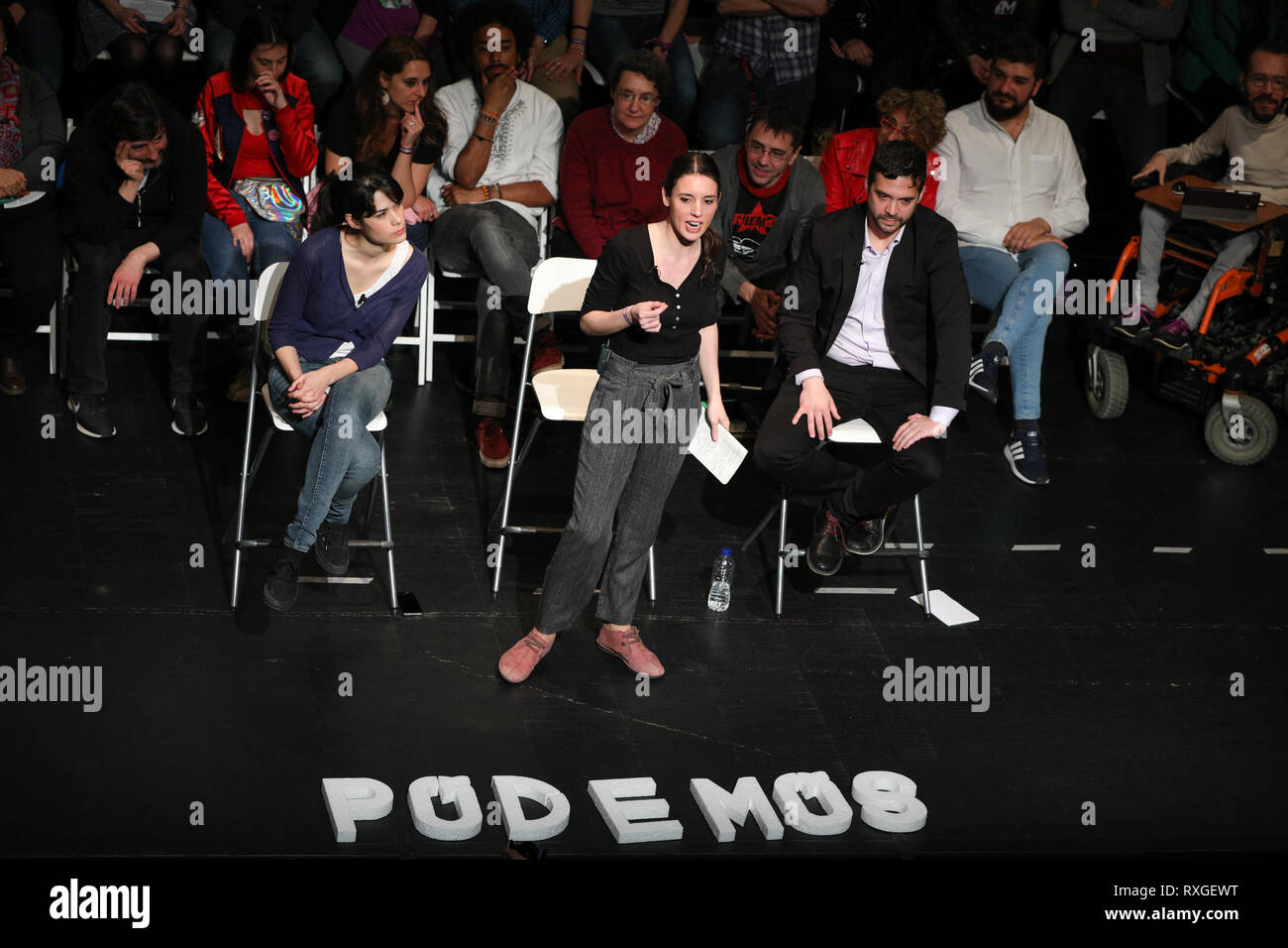 Irene Montero vu au cours de la clôture de l'événement de Podemos En marcha en 2019. Banque D'Images