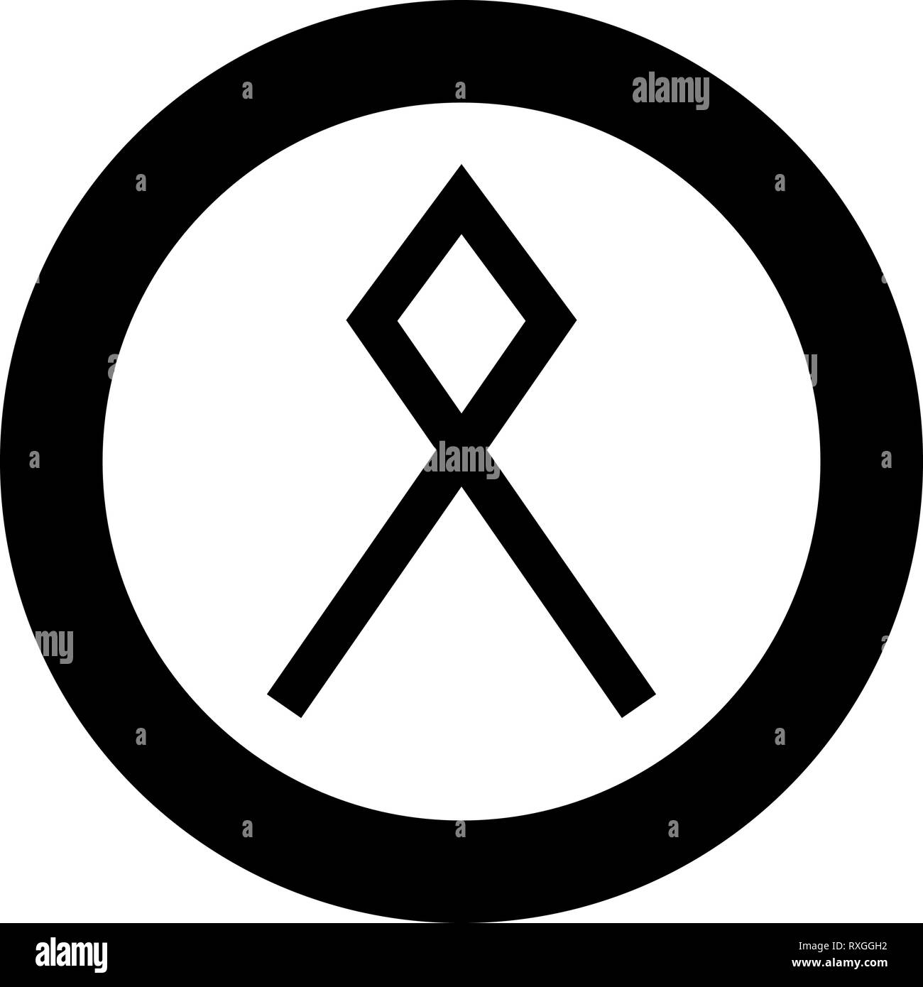 Odal rune Othil Othala patrimoine immobilier symbole icône vecteur de couleur noire signe en cercle autour de l'image simple style illustration télévision Illustration de Vecteur