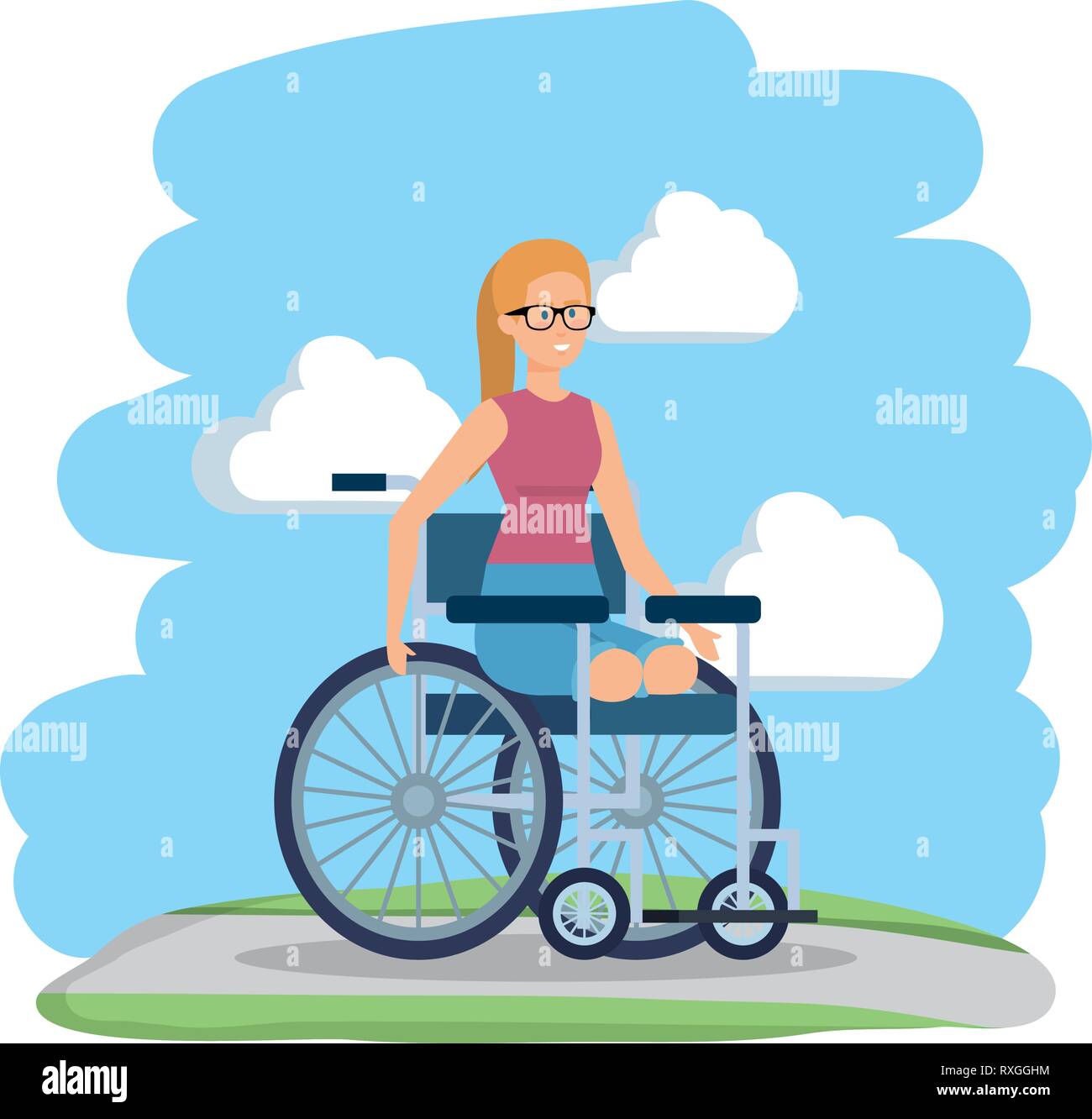 Young woman in wheelchair Illustration de Vecteur