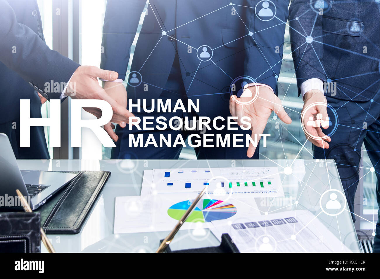 La gestion des ressources humaines, RH, Team Building et de recrutement concept sur fond flou. Banque D'Images
