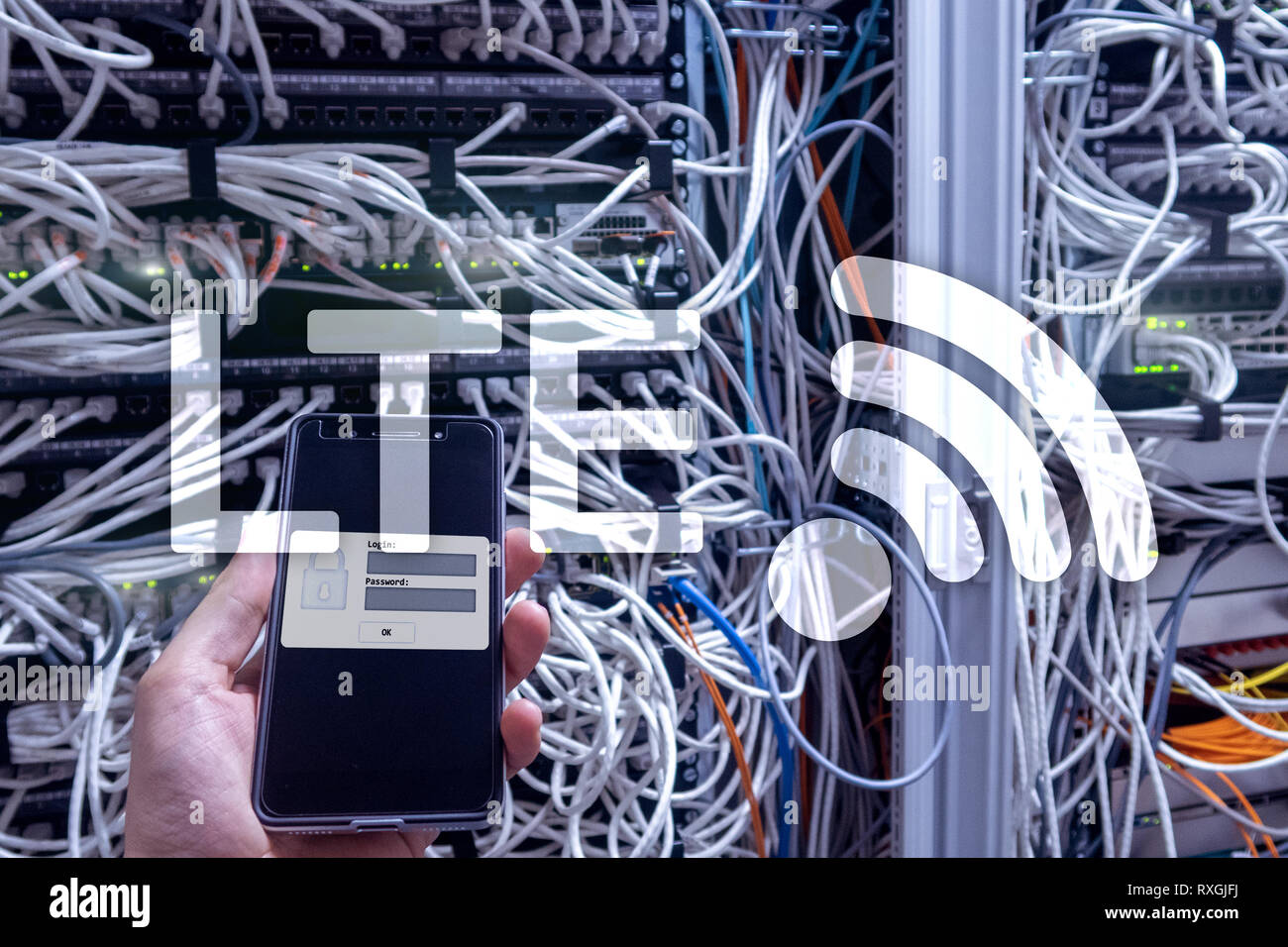 5G LTE, la technologie de l'internet sans fil gratuit. Banque D'Images