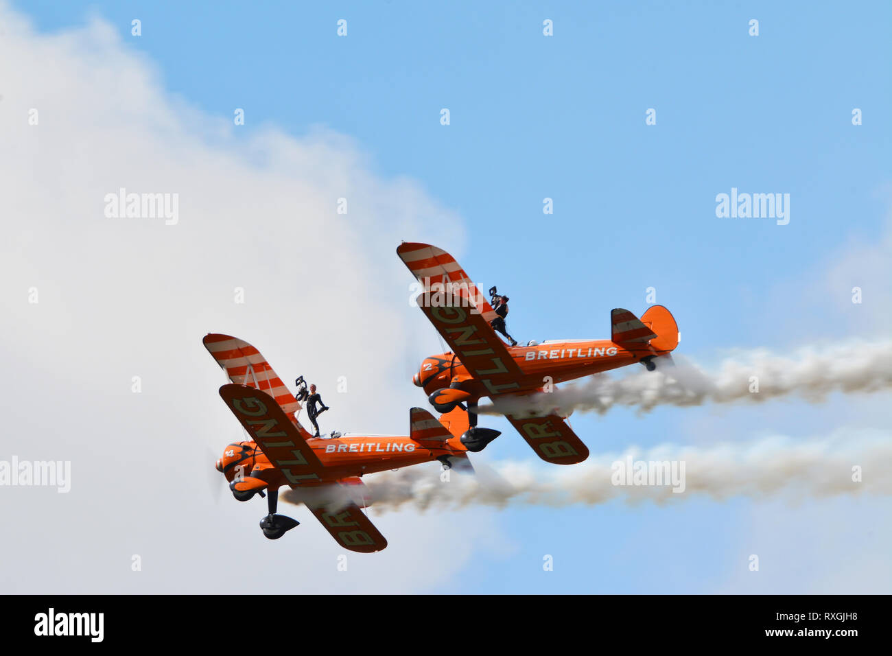 Acrobation biplan sur l'air, Airshow Scarborough Banque D'Images