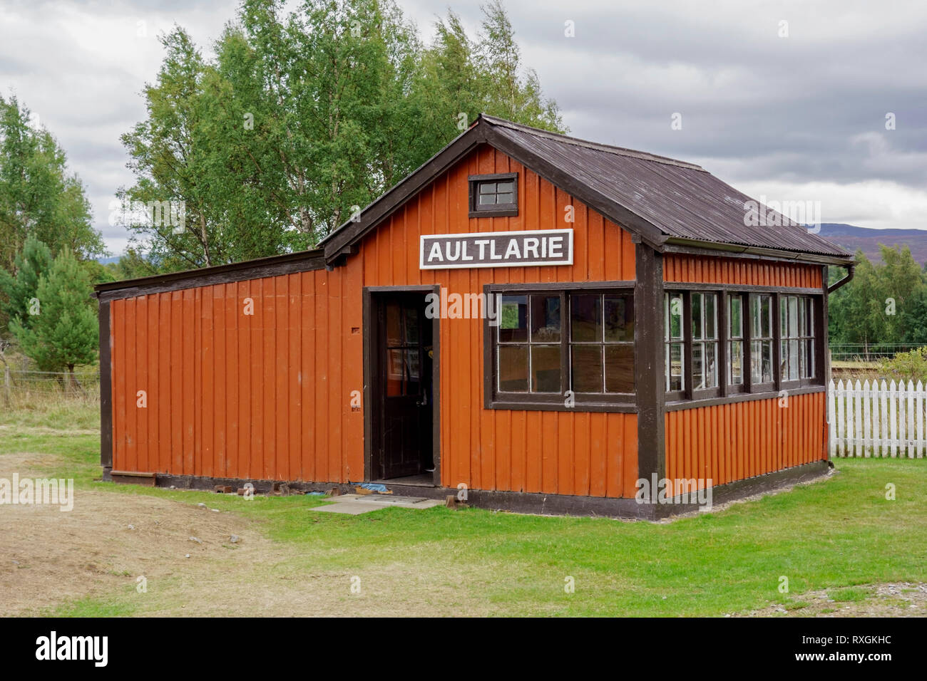 Aultlarie halte ferroviaire dans le Highland Folk Museum à Newtonmore, en Écosse. Banque D'Images