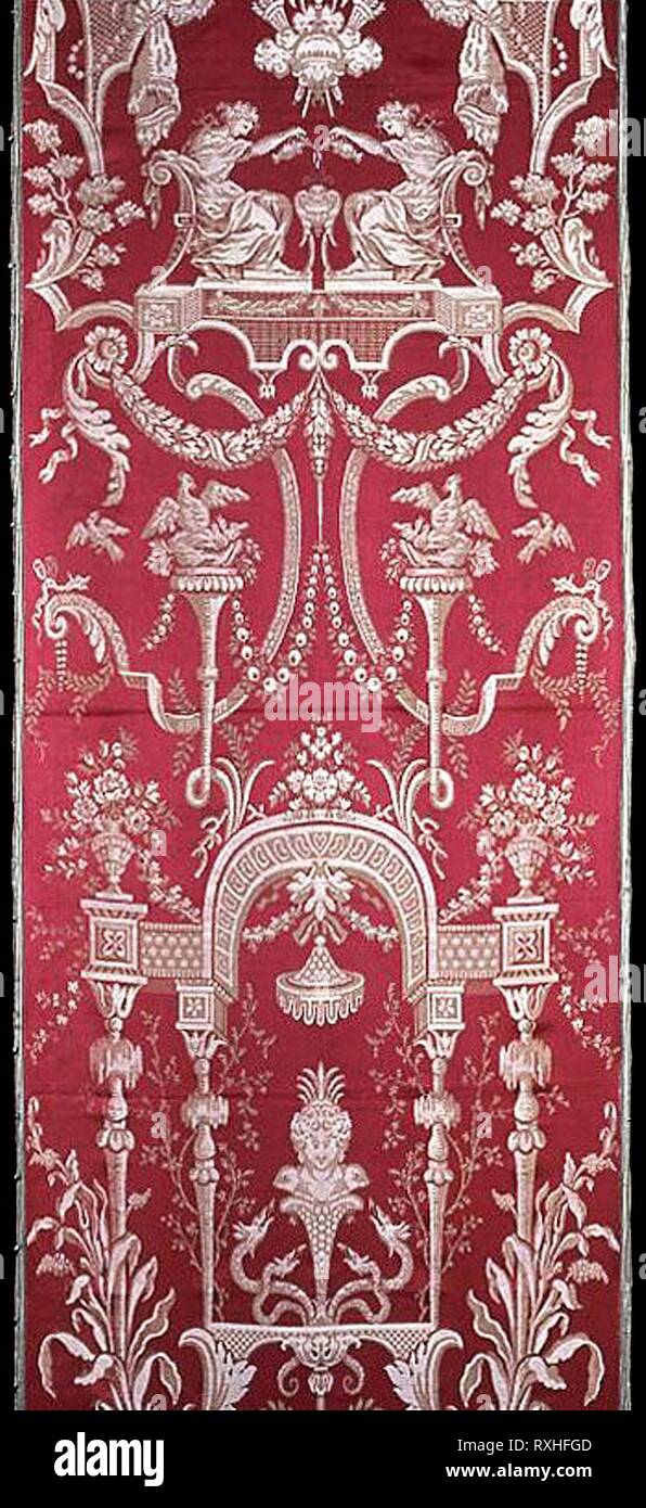 De Bord. France, Lyon. Date : 1775-1795. Dimensions : 156,5 × 62,8 cm (61 5/8 x 24 3/4 in.). Soie, Satin weave avec langage en entrelacs de liaison secondaire warps et auto-Motifs de trames au sol. Origine : France. Musée : le Chicago Art Institute. Banque D'Images