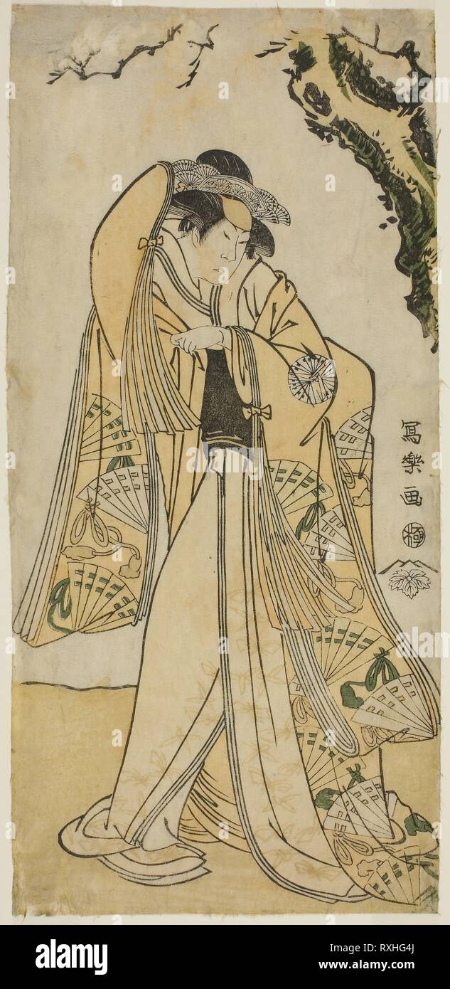 L'acteur Sakakiyama Sangoro Odae en tant que princesse, la fille du Régent Senior Michinaga. Toshusai Sharaku ? ? ?  ? ? ; Japonais, active 1794-95. Date : 1794. Dimensions : 32,3 x 15,1 cm. Gravure sur bois en couleur ; hosoban. Origine : Japon. Musée : le Chicago Art Institute. Banque D'Images