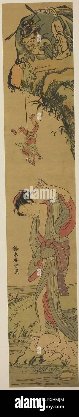 Shoki dans l'amour. Harunobu Suzuki ? ?  ? ? ; Japonais, 1725 ( ?)-1770. Date : 1763-1773. Dimensions : . Gravure sur bois en couleur, hashira-e. Origine : Japon. Musée : le Chicago Art Institute. Banque D'Images