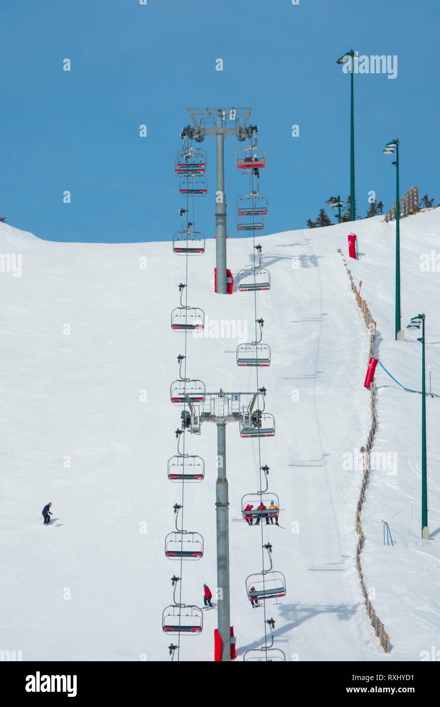 France, Puy de Dôme (63), Dax, station de ski de Super Besse, téléski Plaine des moutons Banque D'Images