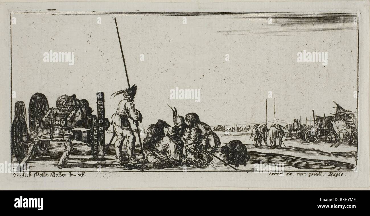 Neuf plaque à partir de dessins de plusieurs mouvements par des soldats. Stefano della Bella, italien, 1610-1664. Date : 1644. Dimensions : 56 x 123 mm (image) ; 61 x 125 mm (plaque) ; 67 x 132 mm (feuille). Gravure sur papier vergé ivoire. Origine : Italie. Musée : le Chicago Art Institute. Banque D'Images