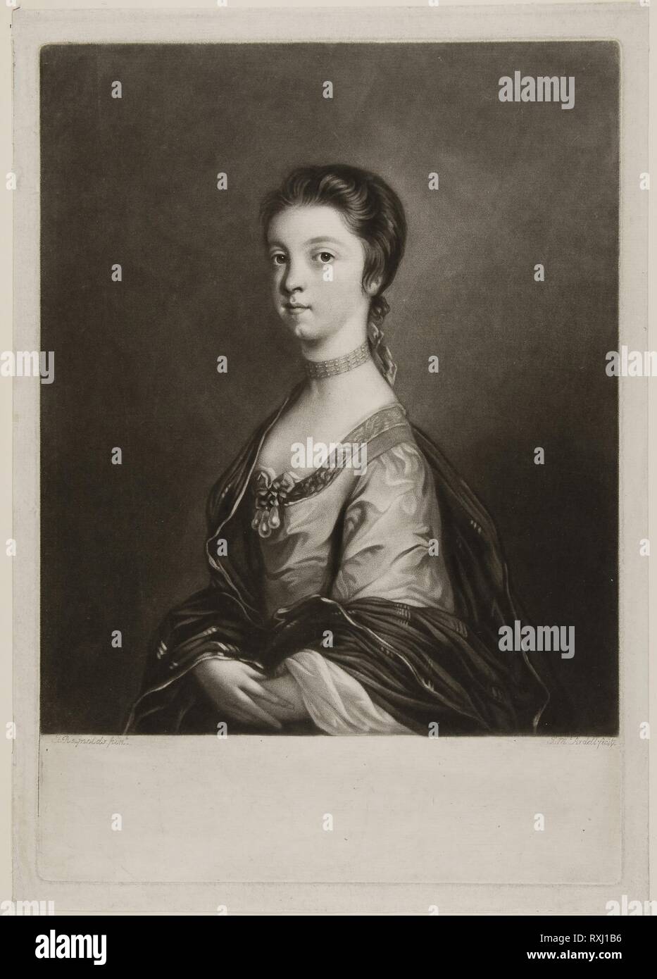 Lady Elizabeth Montagu. James Charles Lefrançois (Irlandais), ch. 1728-1765) ; d'après sir Joshua Reynolds (anglais, 1723-1792). Date : 1756. Dimensions : . Manière noire sur papier vergé ivoire. Origine : Irlande. Musée : le Chicago Art Institute. Auteur : James MacArdell. Banque D'Images