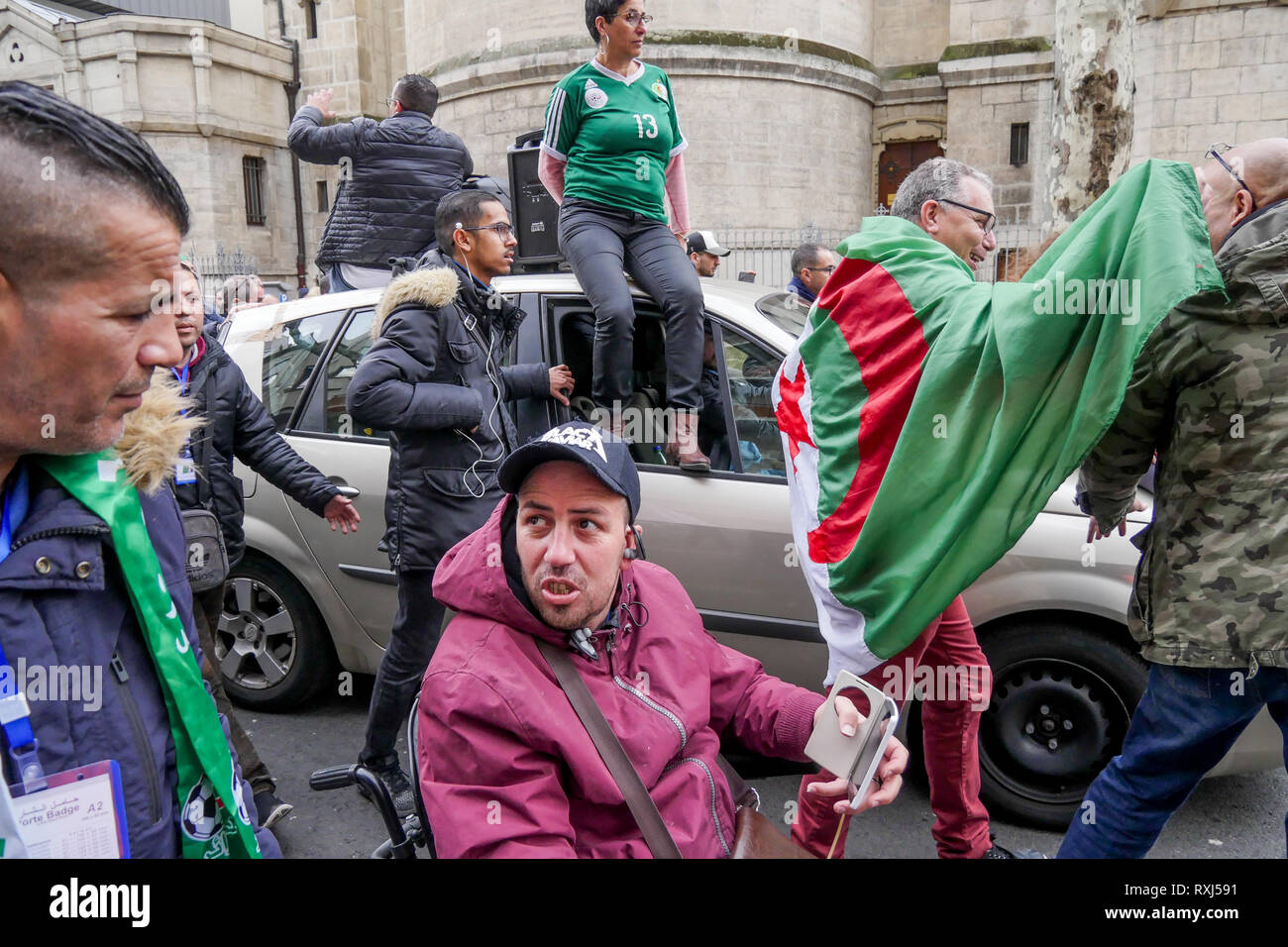 Manifestations de la diaspora algérienne Abdelaziz Bouteflika 5e candidature au poste présidentiel, Lyon, France Banque D'Images