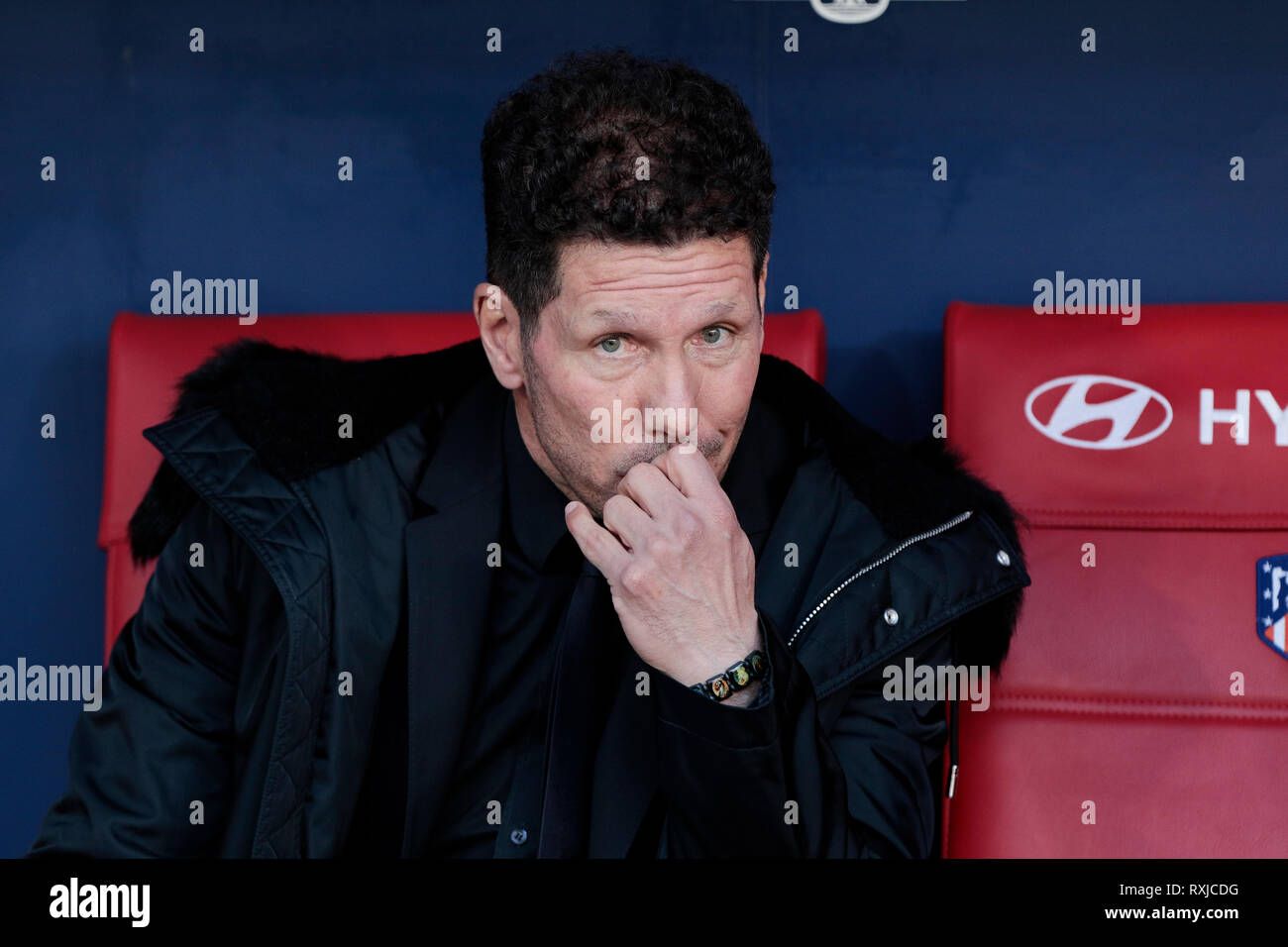 L'entraîneur de l'Atlético de Madrid Diego Pablo Simeone lors de la Liga match entre l'Atletico de Madrid et CD Leganes à Wanda stade Metropolitano de Madrid. (Score final 1-0 Atletico de Madrid Leganes CD) Banque D'Images