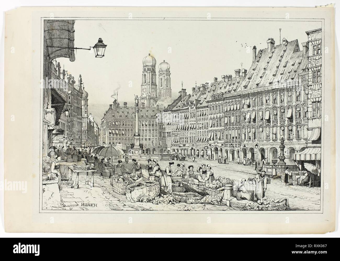 Munich. Samuel Prout (anglais, 1783-1852) ; probablement imprimé par Charles Joseph Hullmandel (anglais, 1789-1850) ; probablement publié par Rudolph Ackermann (anglais, 1764-1834). Date : 1833. Dimensions : 290 × 425 mm (image) ; 310 × 445 mm (support principal) ; 345 × 500 mm (support secondaire). Lithographie en noir sur chine ivoire grisâtre, fixées sur papier vélin ivoire. Origine : Angleterre. Musée : le Chicago Art Institute. Banque D'Images Munich. Samuel Prout (anglais, 1783-1852) ; probablement imprimé par Charles Joseph Hullmandel (anglais, 1789-1850) ; probablement publié par Rudolph Ackermann (anglais, 1764-1834). Date : 1833. Dimensions : 290 × 425 mm (image) ; 310 × 445 mm (support principal) ; 345 × 500 mm (support secondaire). Lithographie en noir sur chine ivoire grisâtre, fixées sur papier vélin ivoire. Origine : Angleterre. Musée : le Chicago Art Institute. Banque D'Images