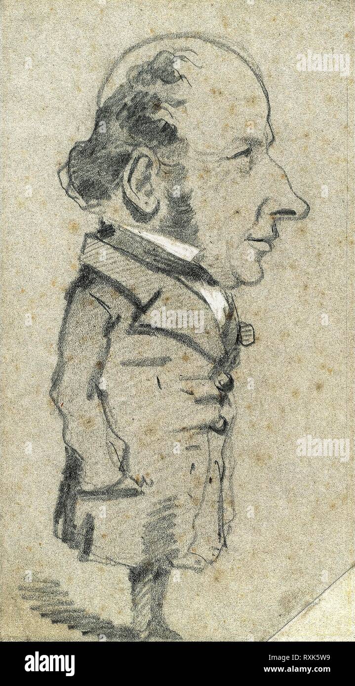 Caricature d'Eugène Marcel. Claude Monet ; français, 1906-1957. Date : 1855-1856. Dimensions : 239 × 136 mm. Graphite, rehaussée de craie blanche, sur papier vélin gris. Origine : France. Musée : le Chicago Art Institute. Banque D'Images