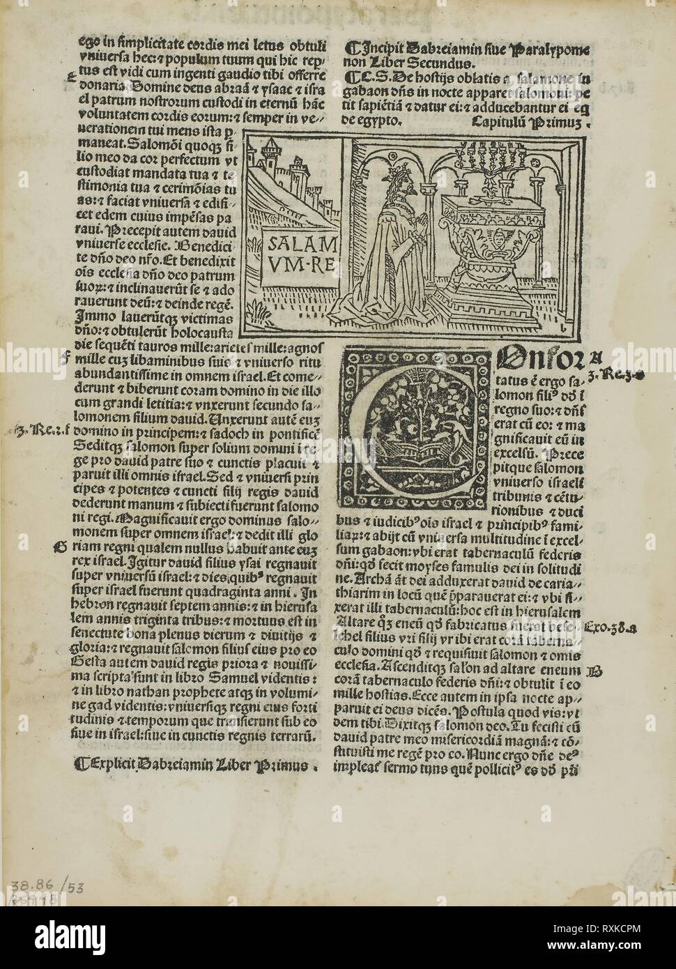 Le roi Salomon dans la prière à partir de la Biblia cum tabula (également  appelé Biblia Latina ou Mallermi's Bible), la plaque de 53 gravures sur  bois dans les livres de la