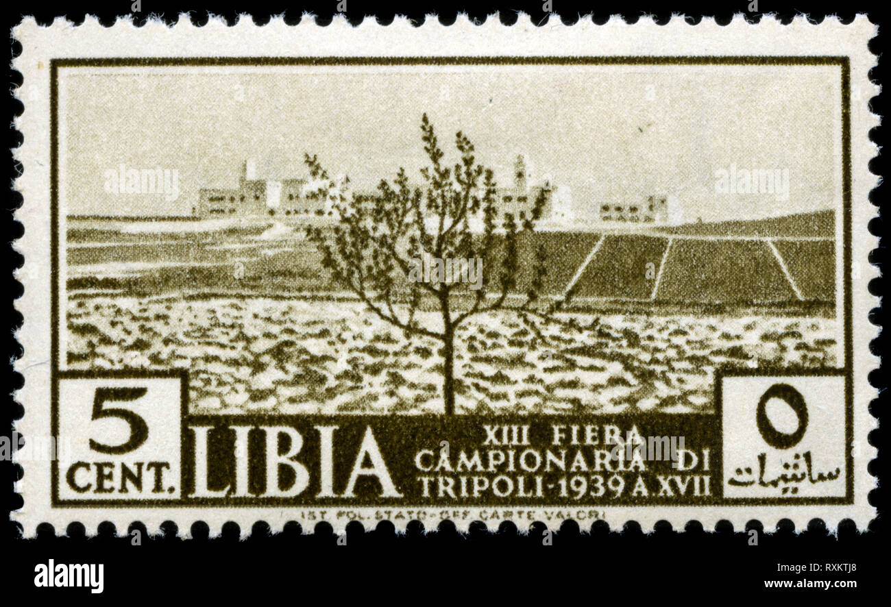 Timbre-poste de la Libye italienne dans les colonies - Libye série émise en 1939 Banque D'Images