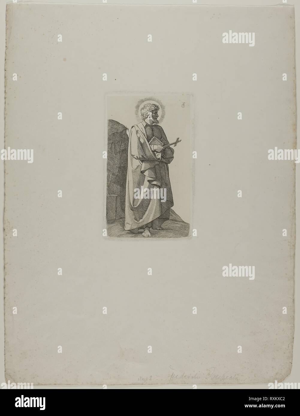 Saint Philippe Néri avec Croix et livre. Johann Friedrich Overbeck, allemand, 1789-1869. Date : 1826. Dimensions : 138 x 83 mm (image) ; 363 x 276 mm (feuille). Eau-forte sur papier vélin. Origine : Allemagne. Musée : le Chicago Art Institute. Banque D'Images