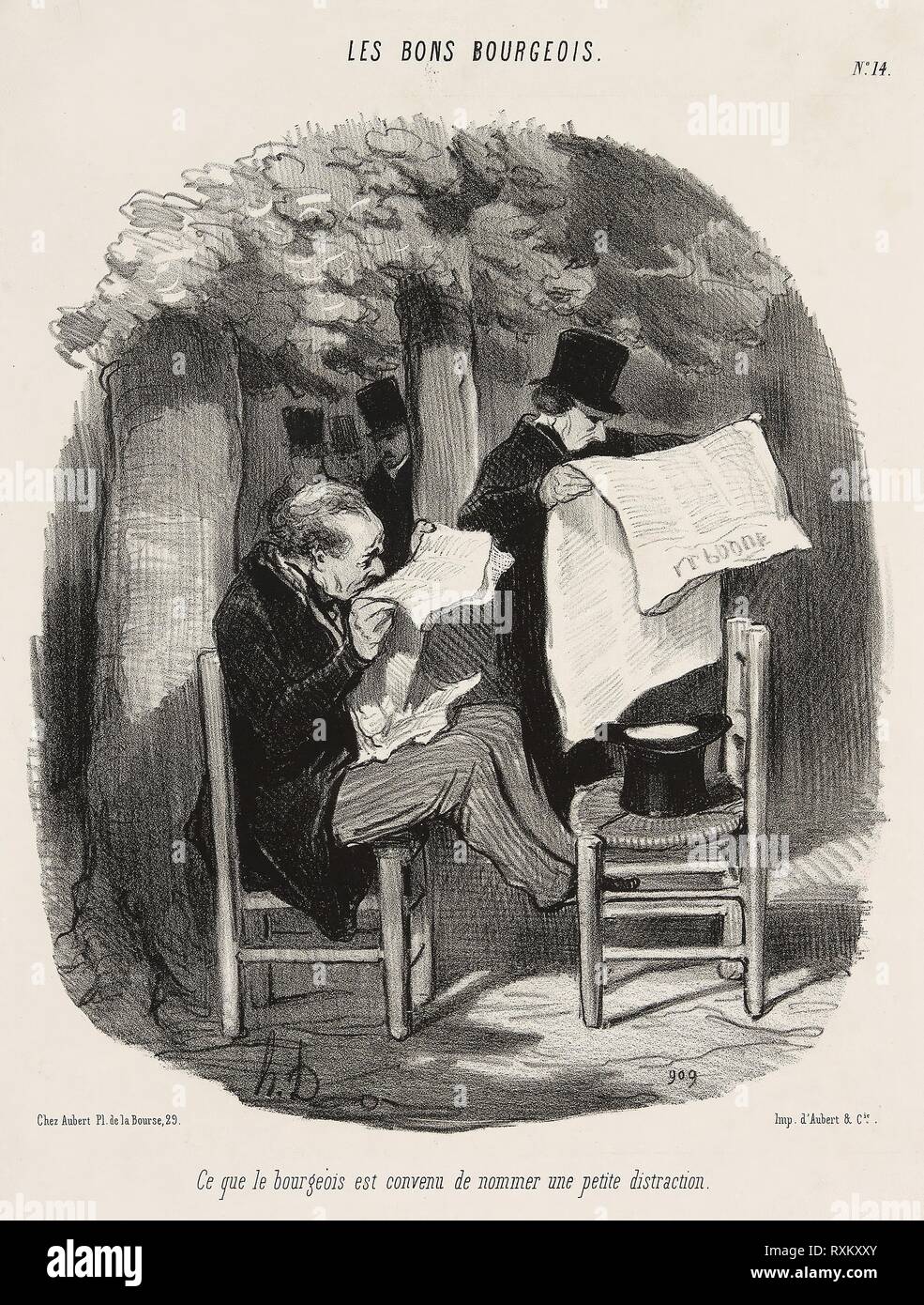 C'est ce qu'un bourgeois considère une petite distraction, à partir de la planche 14 Les Bons Bourgeois. Honoré Daumier Victorin ; français, 1808-1879. Date : 1846. Dimensions : 257 × 217 mm (image) ; 338 × 259 mm (feuille). Lithographie en noir sur papier vélin blanc. Origine : France. Musée : le Chicago Art Institute. Auteur : Honoré-Victorin Daumier. Banque D'Images