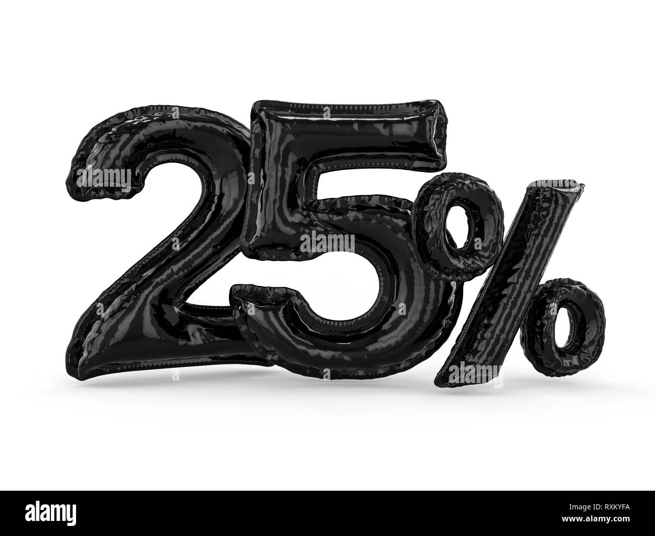 Vingt cinq pour cent noir faites de ballons gonflables.  % Set. Le rendu 3D Banque D'Images