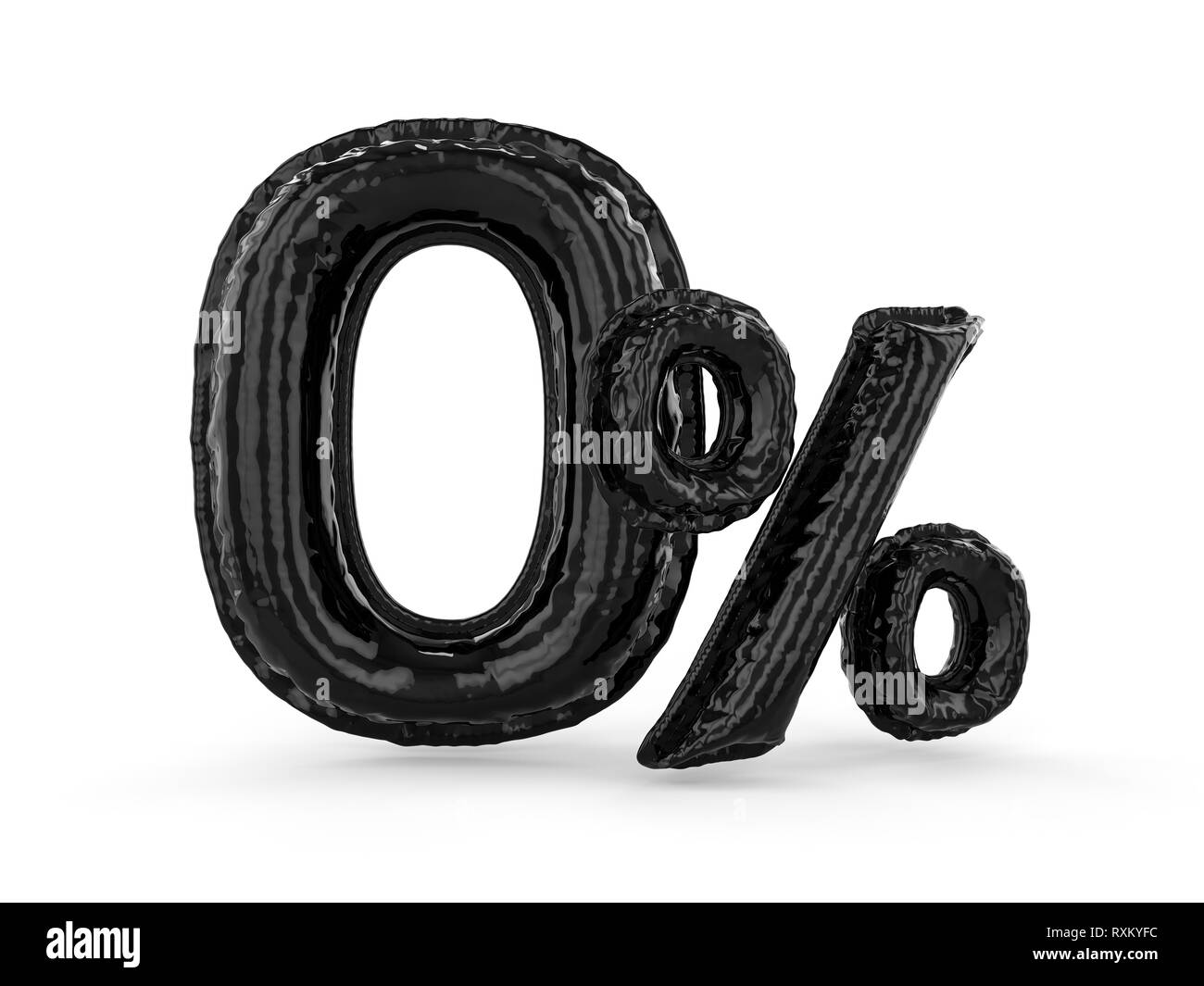 Zéro pour cent noir fait des ballons gonflables.  % Set. Le rendu 3D Banque D'Images