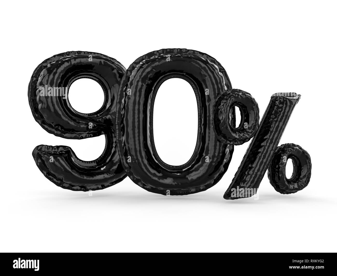 Quatre-vingt-dix pour cent noir faites de ballons gonflables.  % Set. Le rendu 3D Banque D'Images