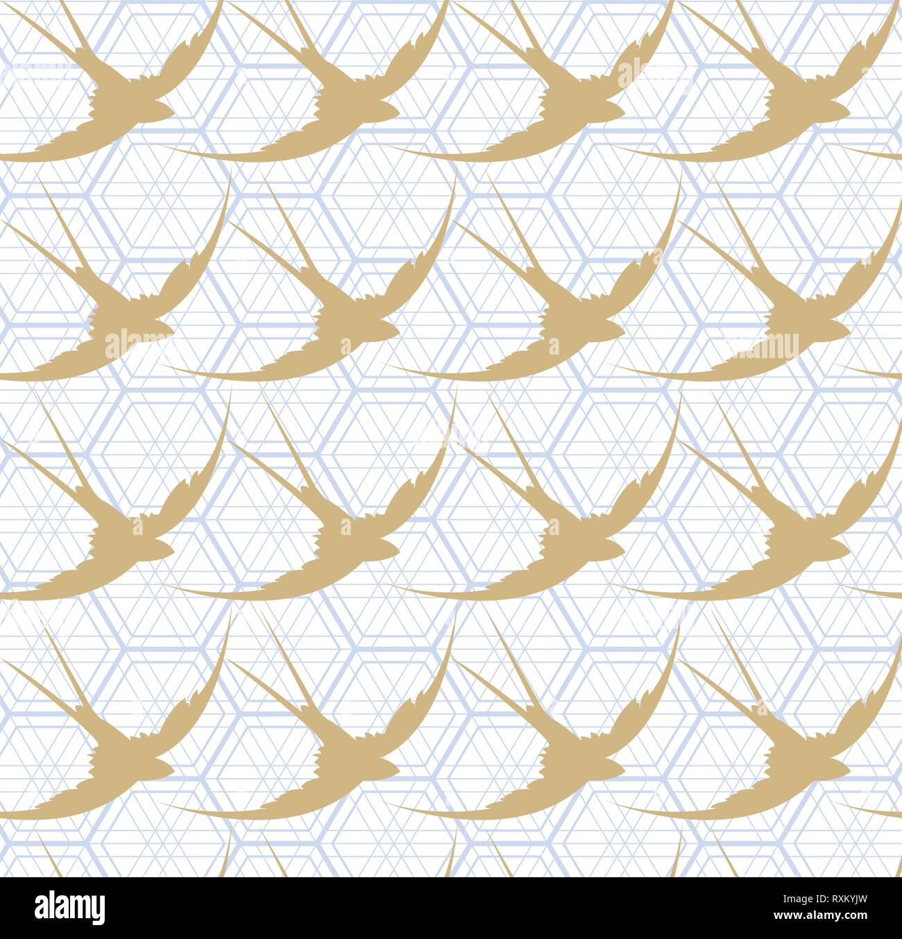 Éléments d'oiseau avec vecteur de motif japonais. Arrière-plan animal. Illustration de Vecteur