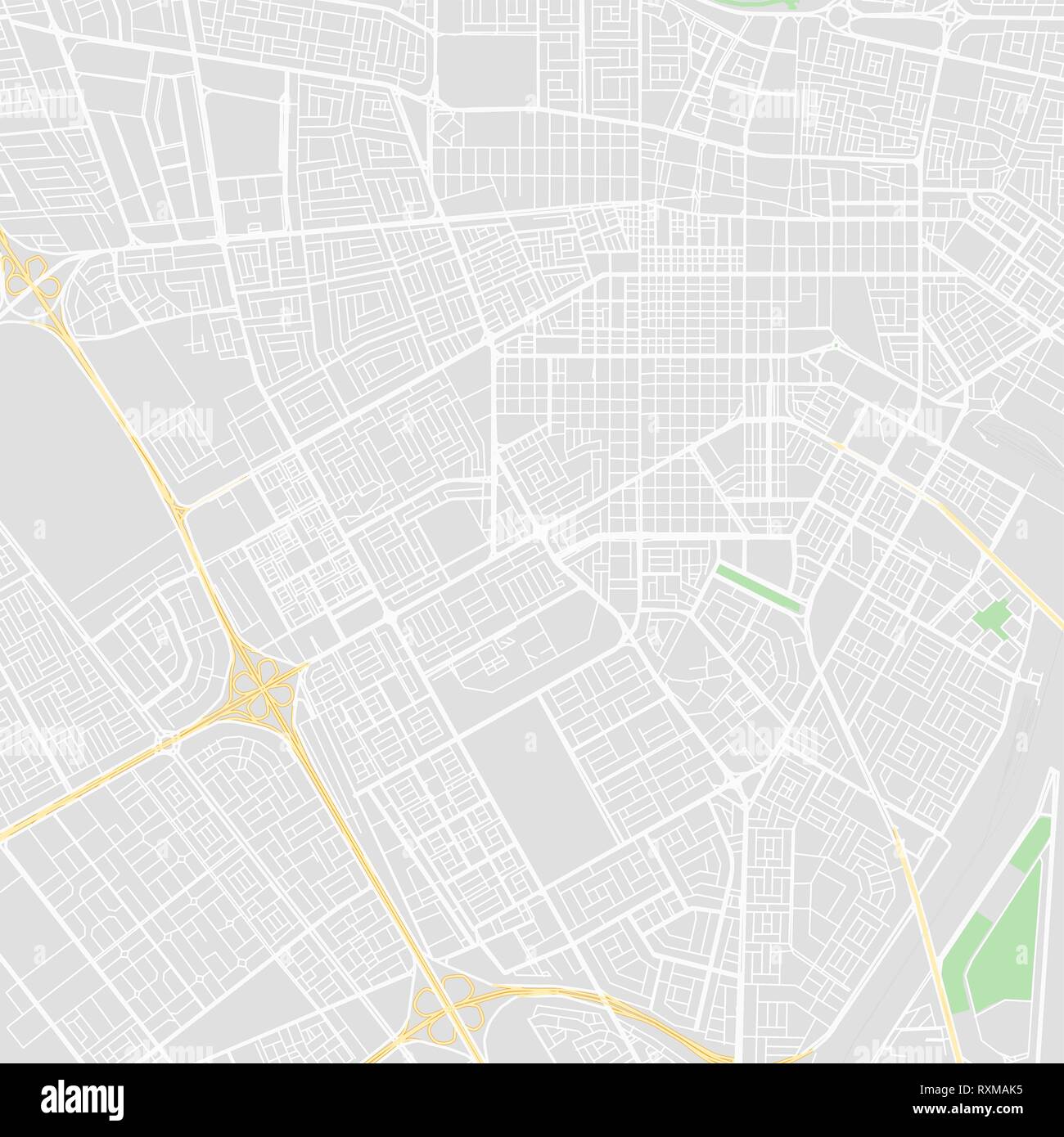 Le centre-ville de carte vectorielle de la ville de Dammam, Arabie saoudite. Cette carte imprimable de la ville de Dammam contient des lignes et des formes de couleur classique de masse terrestre, parcs, wa Illustration de Vecteur