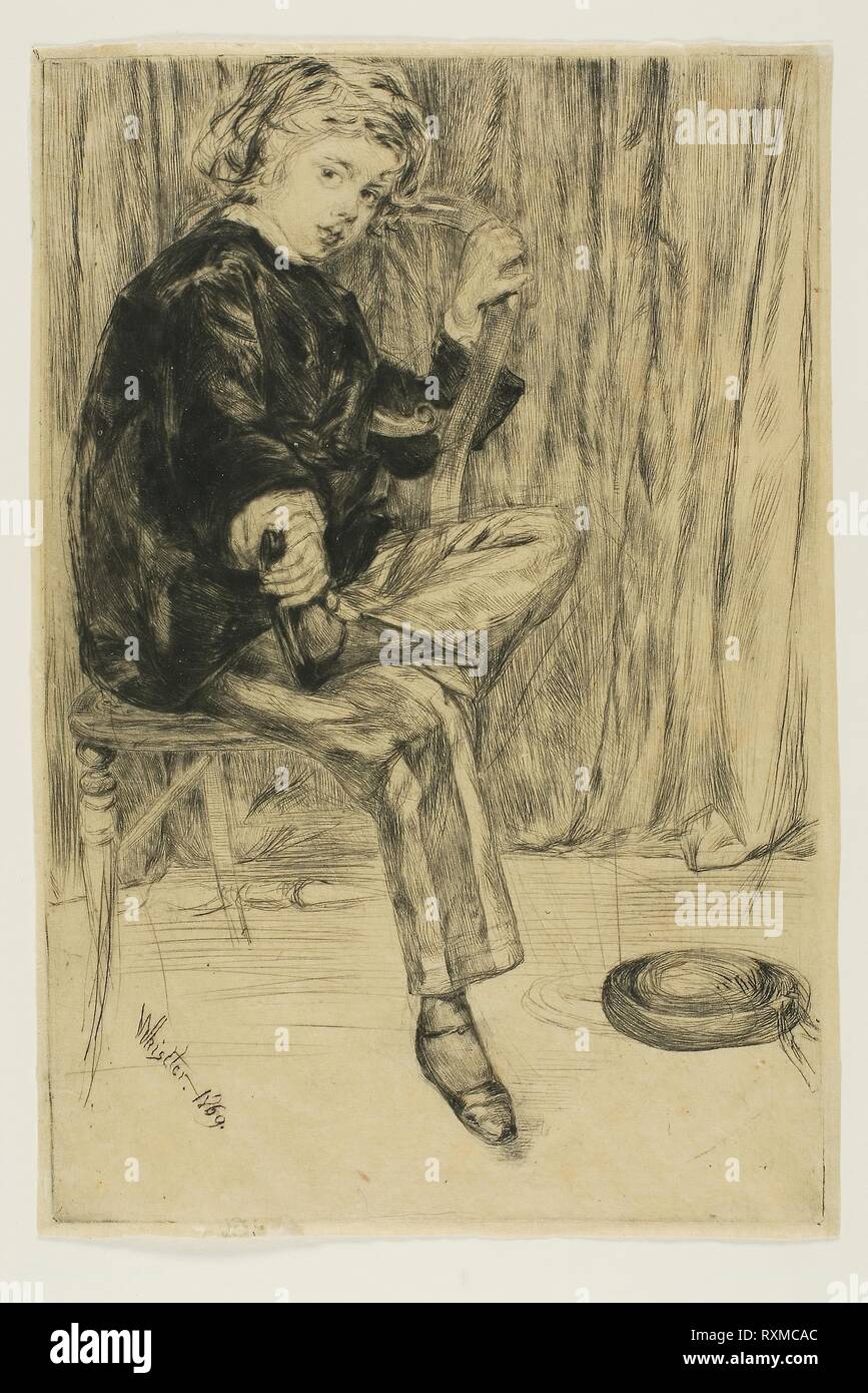 Arthur Haden. James McNeill Whistler ; American, 1834-1903. Date : 1859. Dimensions : 226 x 151 mm (plaque) ; 232 x 156 mm (feuille). Pointe sèche en noir sur papier Japon crème décolorées pour tan. Origine : Etats Unis. Musée : le Chicago Art Institute. Banque D'Images