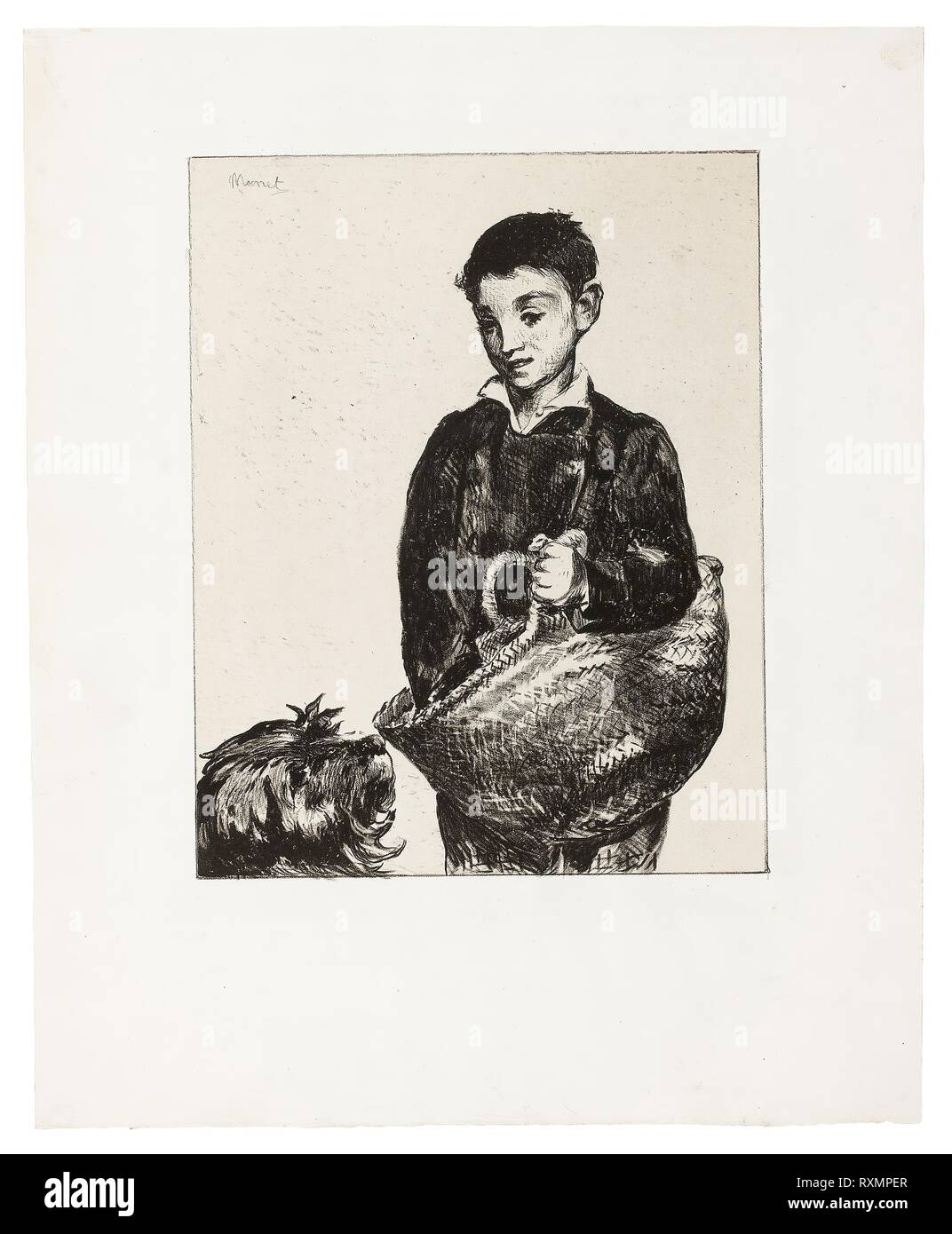 L'oursin. Édouard Manet (Français, 1832-1883) ; imprimé par Lemercier et Compagnie (Français, 19ème siècle). Date : 1868-1874. Dimensions : 288 × 229 mm (image/soutien primaire, y compris des marques) ; 439 × 359 mm (support secondaire). Lithographie en noir, avec le grattage, sur ivoire chine avec fibres rouges et bleus, fixées sur papier vélin ivoire (Chine collé). Origine : France. Musée : le Chicago Art Institute. Banque D'Images