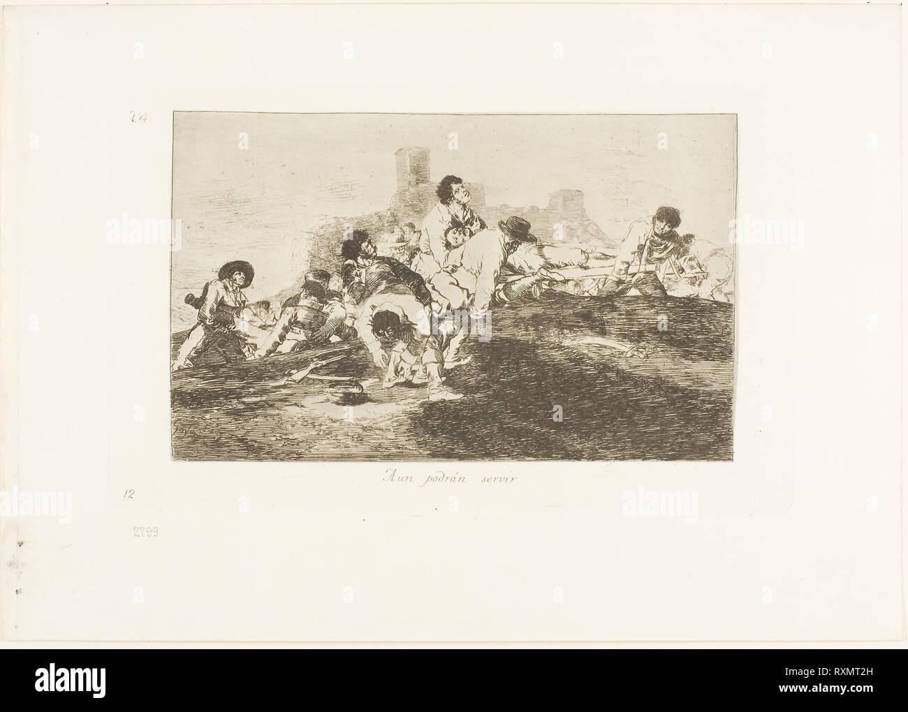 Ils peuvent toujours être d'utilisation, la plaque de 24 des désastres de la guerre. Francisco José de Goya y Lucientes ; espagnol, 1746-1828. Date : 1810-1812. Dimensions : 132 x 213 mm (image) ; 160 x 257 mm (plaque) ; 240 x 340 mm (feuille). Finition et de gravure sur papier vélin ivoire avec bords dorés. Origine : Espagne. Musée : le Chicago Art Institute. Banque D'Images