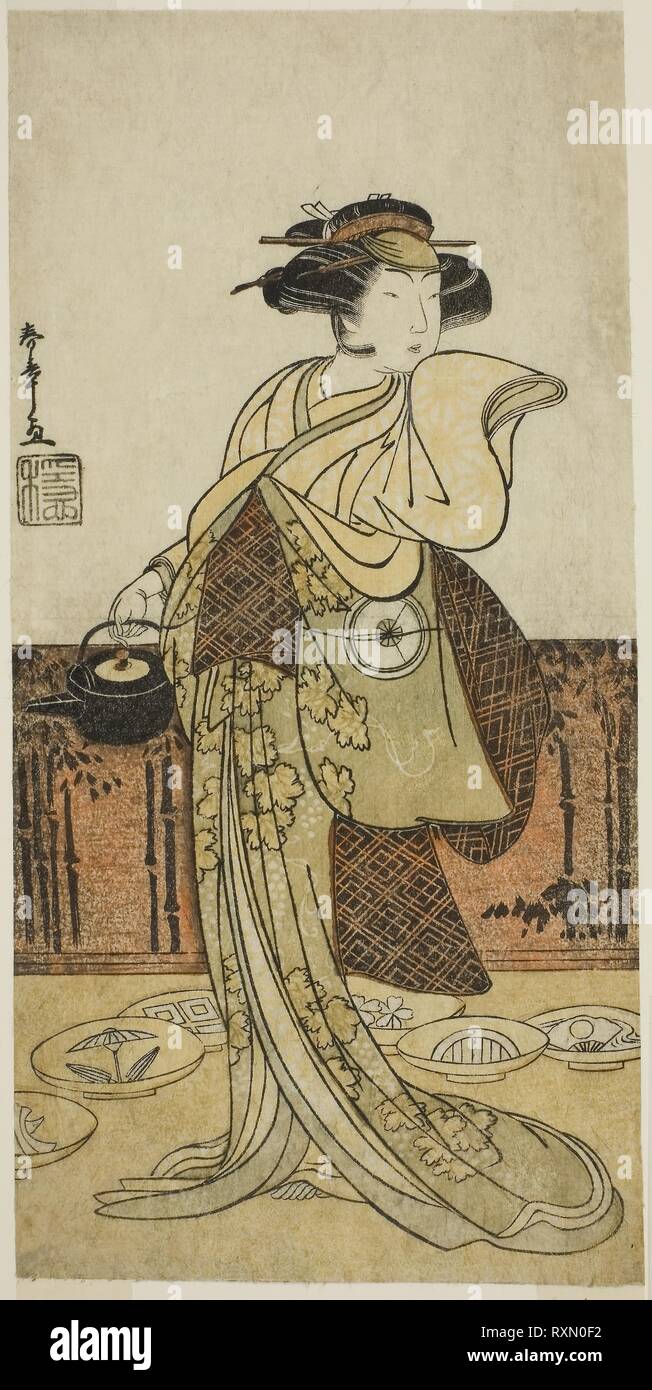 L'Acteur Hanshiro Iwai IV comme Tsukisayo dans le jeu Gohiiki Nenne Soga Nakamura, joué au théâtre dans le premier mois, 1779. Katsukawa Shunsho ? ?  ? ? ; Japonais, 1726-1792. Date : 1774-1784. Dimensions : 29 x 14,1 cm (11 7/16 x 5 9/16 in.). Gravure sur bois en couleur ; hosoban ; gauche feuille de diptyque. Origine : Japon. Musée : le Chicago Art Institute. Banque D'Images