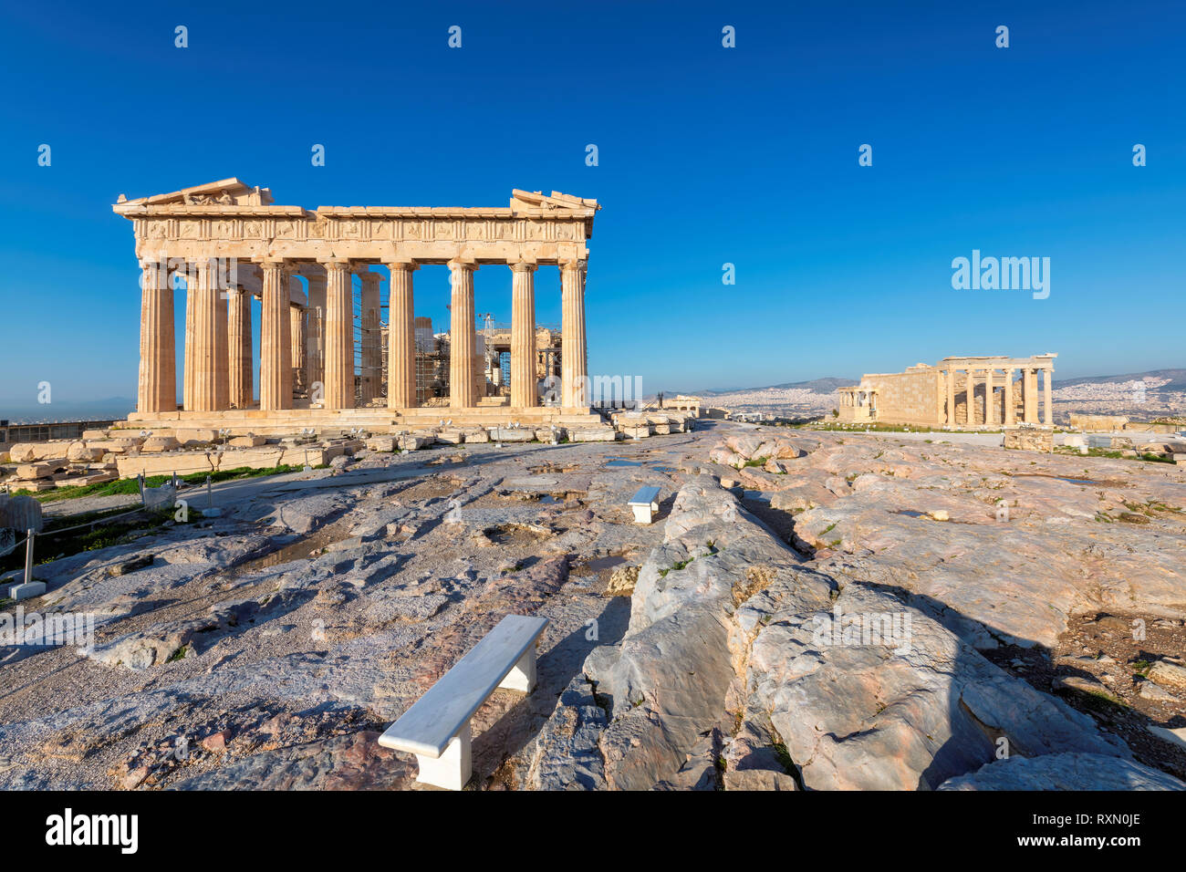 La colline de l'acropole avec temple du Parthénon à Athènes, Grèce Banque D'Images