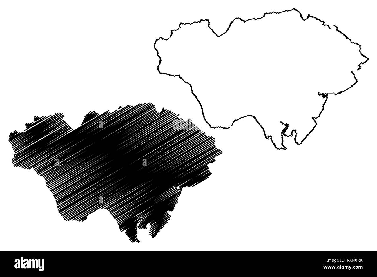 Cardiff (Royaume-Uni, pays de Galles, Cymru, principaux domaines de Galles) map vector illustration gribouillage, croquis de la ville et du comté de Cardiff map Illustration de Vecteur