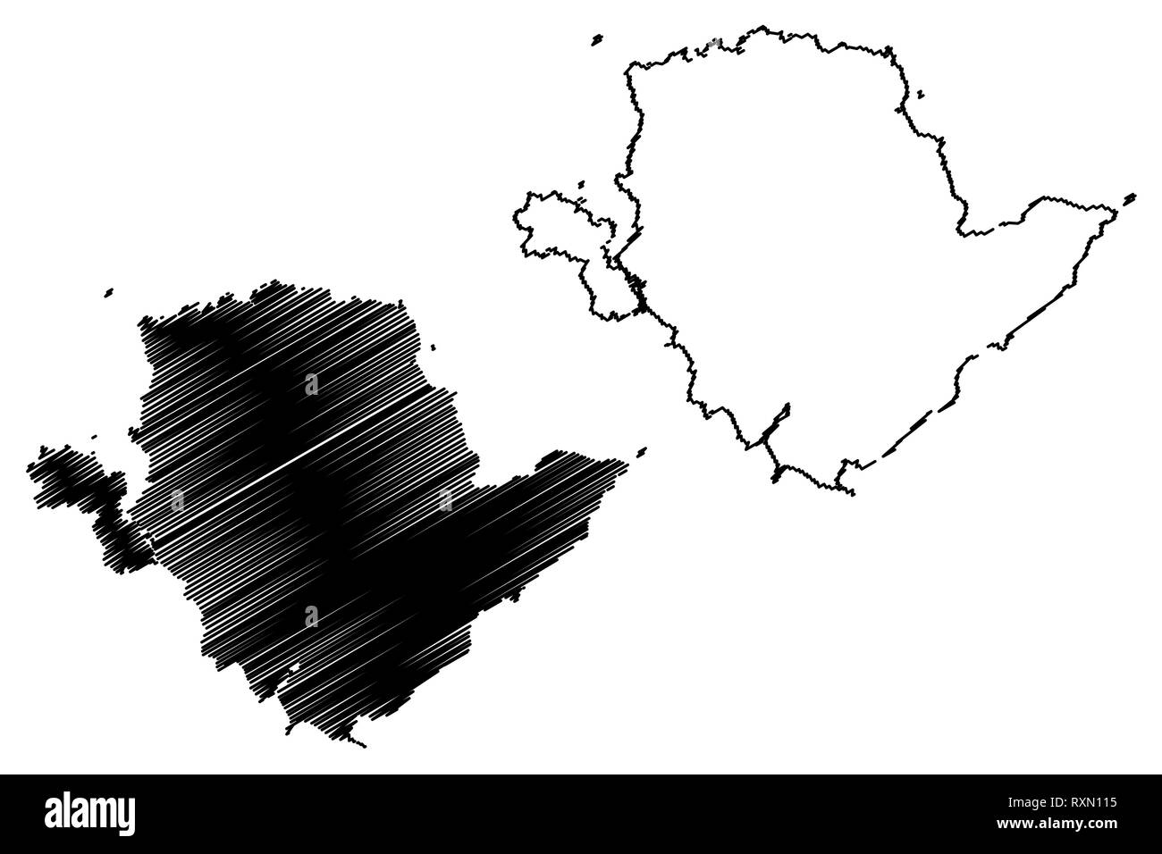 Anglesey (Royaume-Uni, pays de Galles, Cymru, principaux domaines de Galles) map vector illustration, croquis Gribouillage à l'île d'Anglesey site Illustration de Vecteur