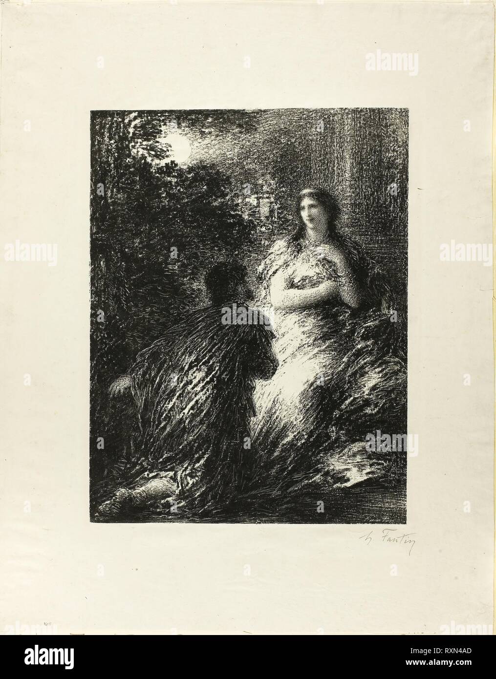 Duo des Troyens, cinquième plaque. Henri Fantin-Latour, Français, 1836-1904. Date : 1894. Dimensions : 289 × 222 mm (image) ; 437 × 348 mm (feuille). Lithographie en noir sur blanc chine. Origine : France. Musée : le Chicago Art Institute. Banque D'Images