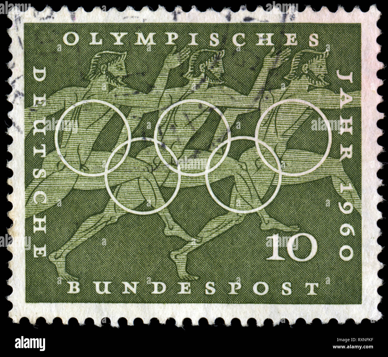 Timbre-poste de la République fédérale d'Allemagne dans les Jeux Olympiques d'été 1960, Rome série émise en 1960 Banque D'Images