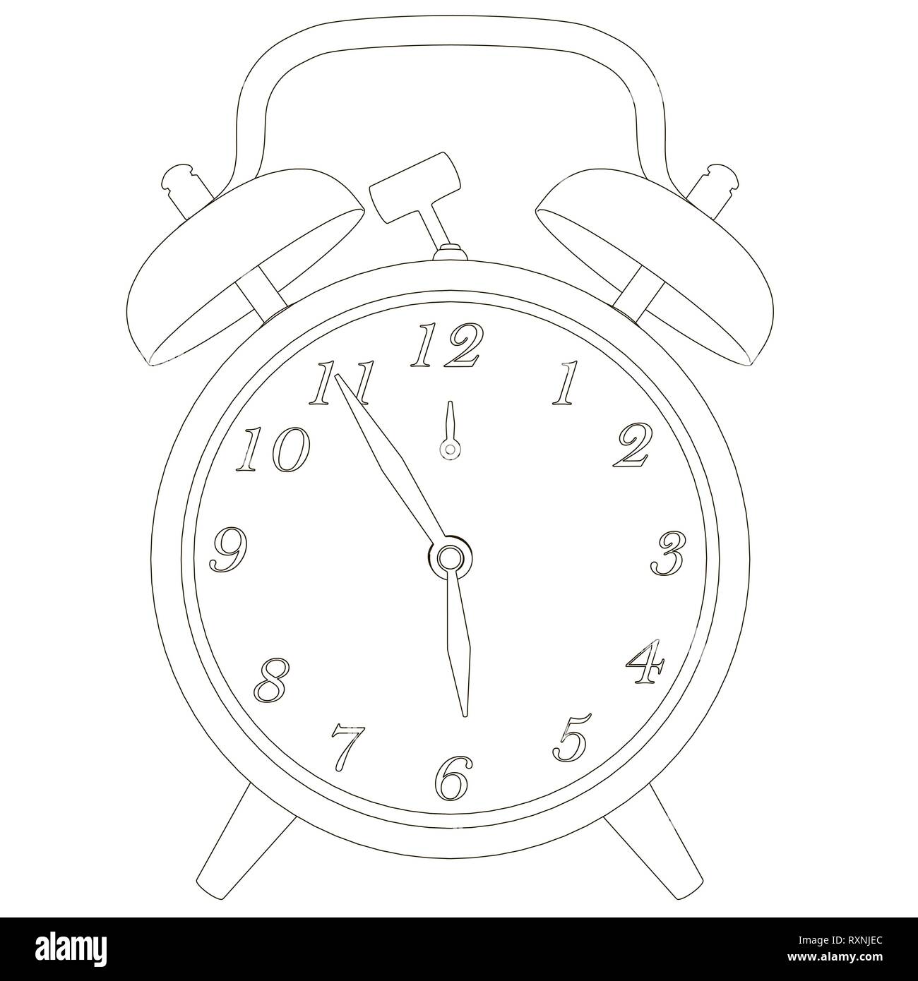 Contour de la vieille horloge avec réveil. Vector illustration Illustration de Vecteur