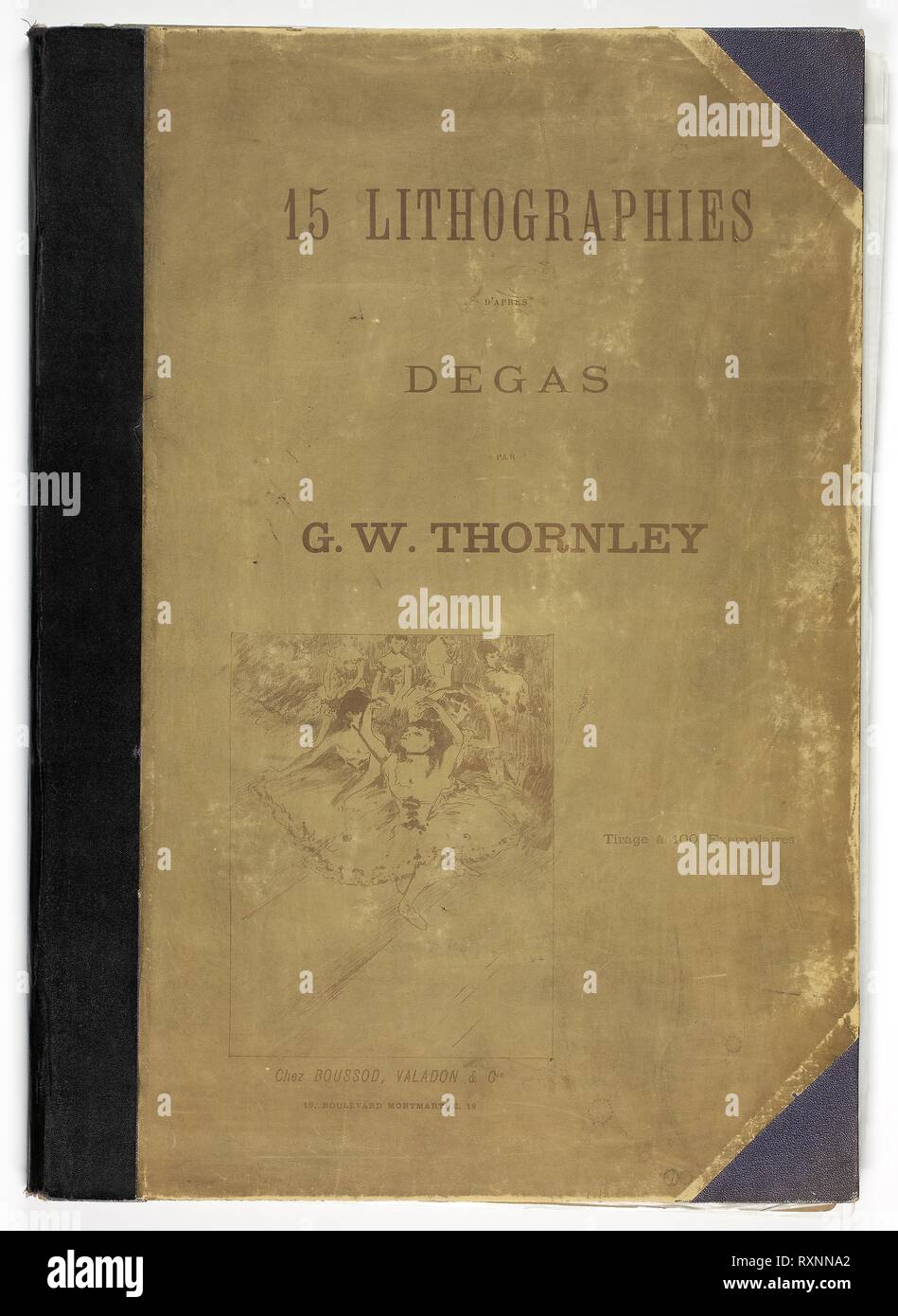 Couverture de portefeuille Thornley. Georges-William Thornley (Français, 1857-1935) ; d'après Edgar Degas (Français, 1834-1917) ; imprimé par l'Atelier Becquet (Français, 19e siècle) ; publié par Boussod, Valadon, &AMP ; Company (Français, 18e-19e siècle). Date : 1889-1890. Dimensions : . Couverture de portefeuille. Origine : France. Musée : le Chicago Art Institute. Banque D'Images