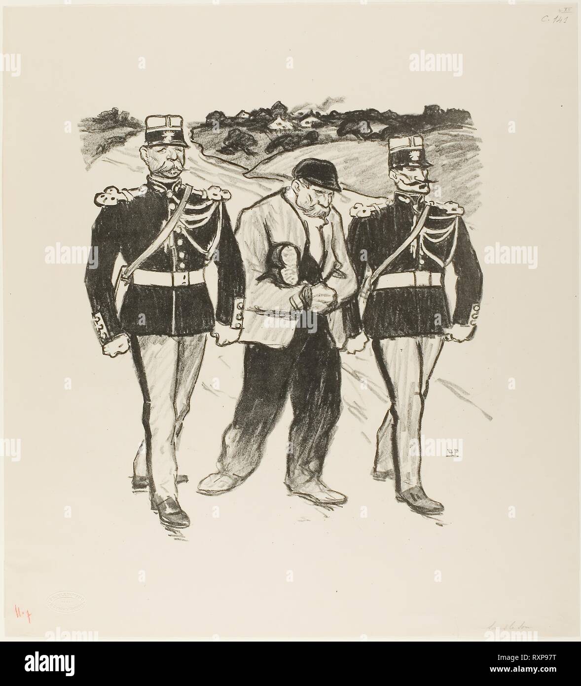 Sans un sou. Théophile-Alexandre Steinlen (Français, né en Suisse, 1859-1923) ; imprimé par Edouard Kleinmann (Français, 1844-1927). Date : 1894. Dimensions : 315 × 291 mm (image) ; 499 × 408 mm (feuille). Lithographie en noir sur papier vélin ivoire. Origine : France. Musée : le Chicago Art Institute. Auteur : Pierre Théophile-Alexandre Steinlen. Banque D'Images