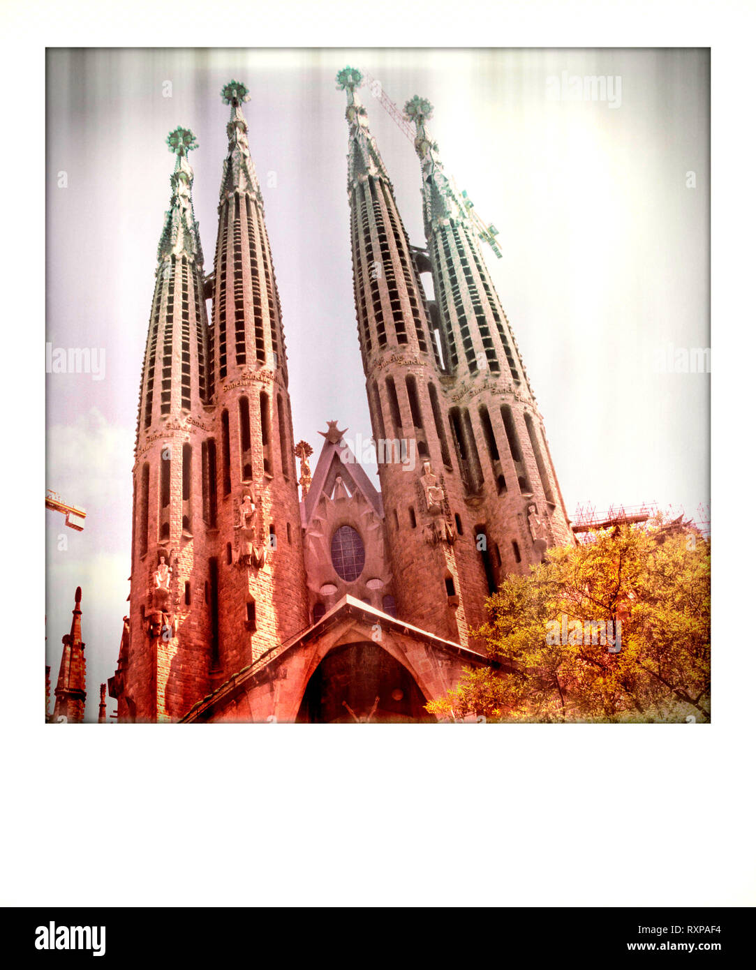 Effet Polaroid, Sagrada Familia, Barcelone, Espagne Banque D'Images