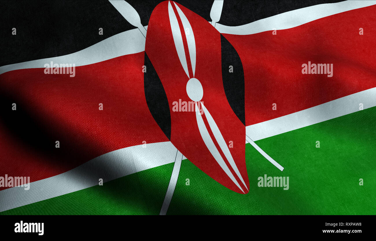 Kenya Waving Flag en 3D Banque D'Images