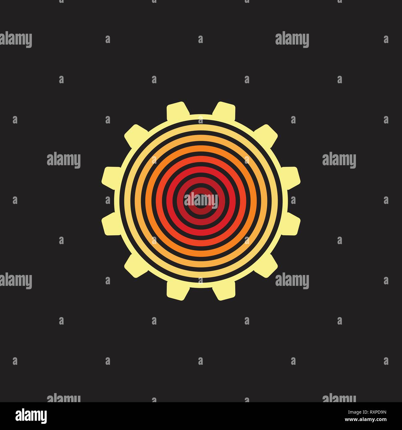 Cog rayures logo industrielle machine Illustration de Vecteur