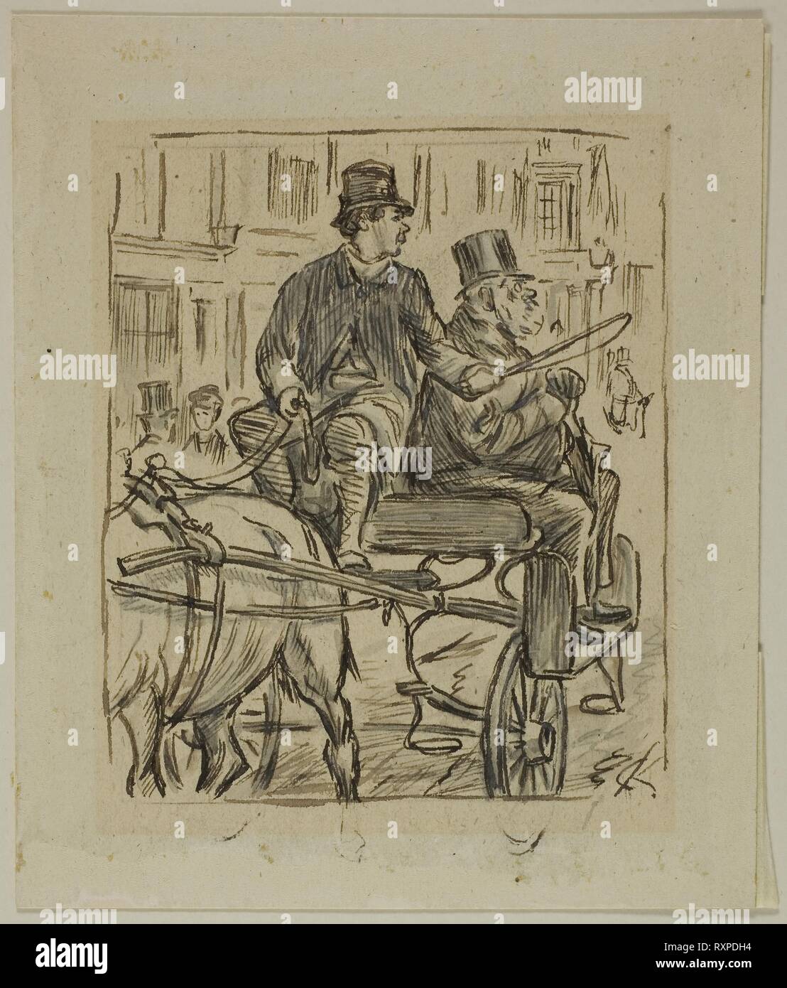 Les attractions touristiques de Dublin. Charles Keene ; anglais, 1823-1891. Date : 1877. Dimensions : 155 × 130 mm. Plume et encre brune, avec brosse de lavage et gris, sur mine, sur vélin crème carte. Origine : Angleterre. Musée : le Chicago Art Institute. Auteur : Charles Samuel Keene. Banque D'Images