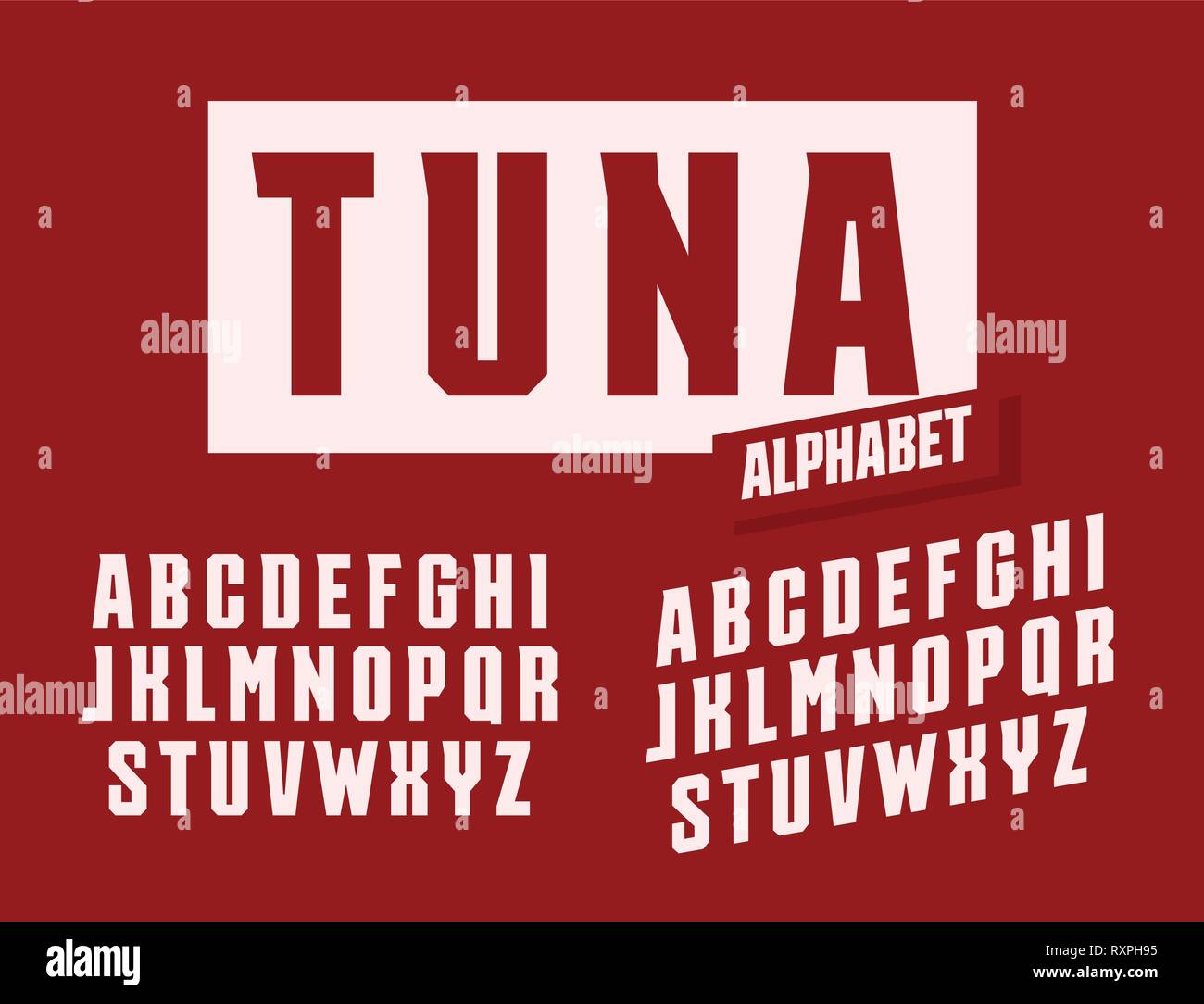 Jeu de lettres de thon. Étiré et de hauteur avec des empattements angulaires vector style alphabet latin. Polices pour événements, promotions, logos, bannière, monogramme et Illustration de Vecteur