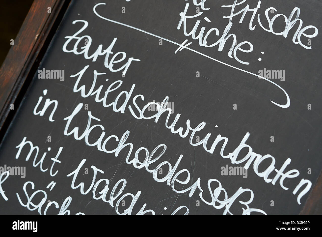 Menu contextuel en face d'un restaurant à Leipzig Banque D'Images